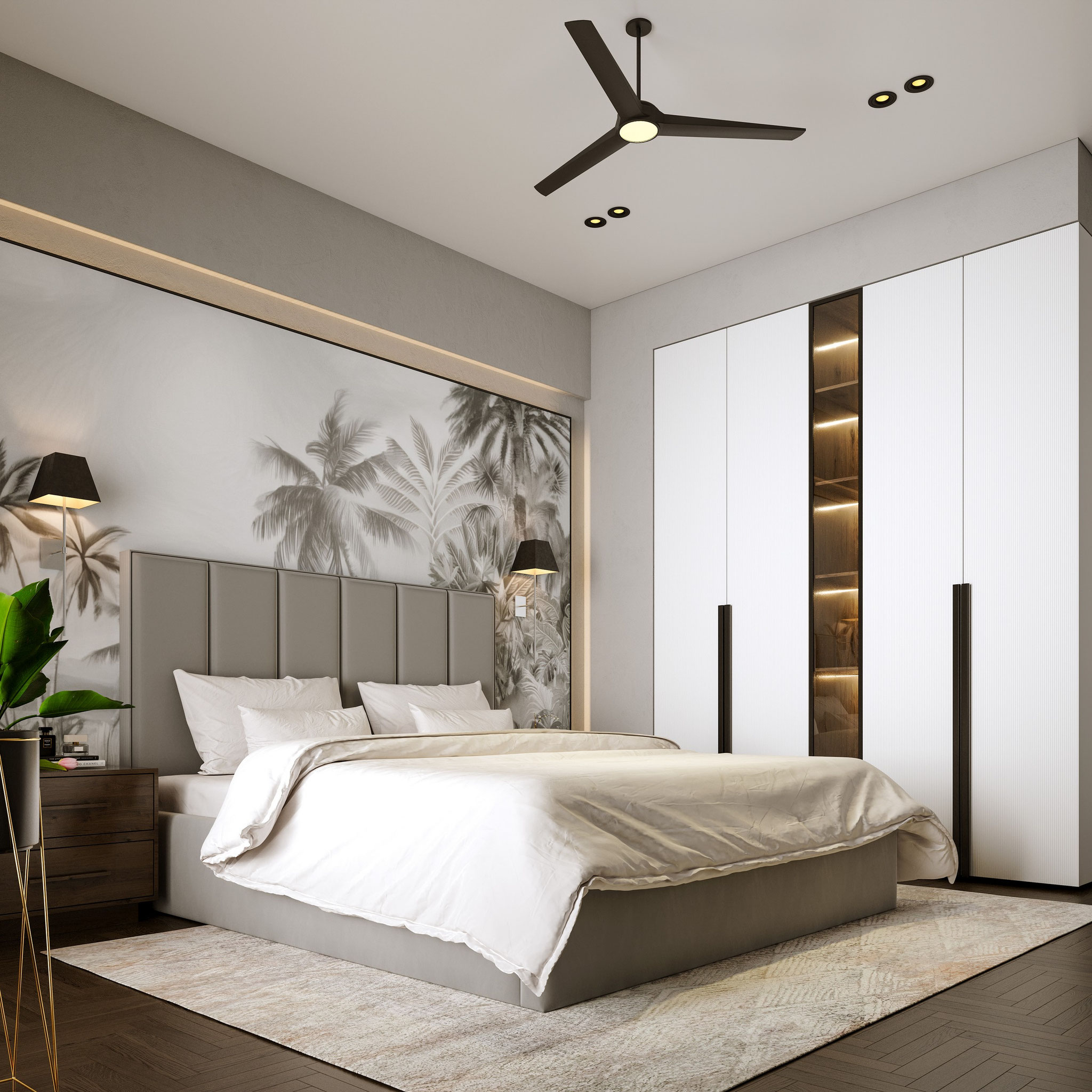 contemporary bedroom interior visualization for interior design studio - Dionis Studio