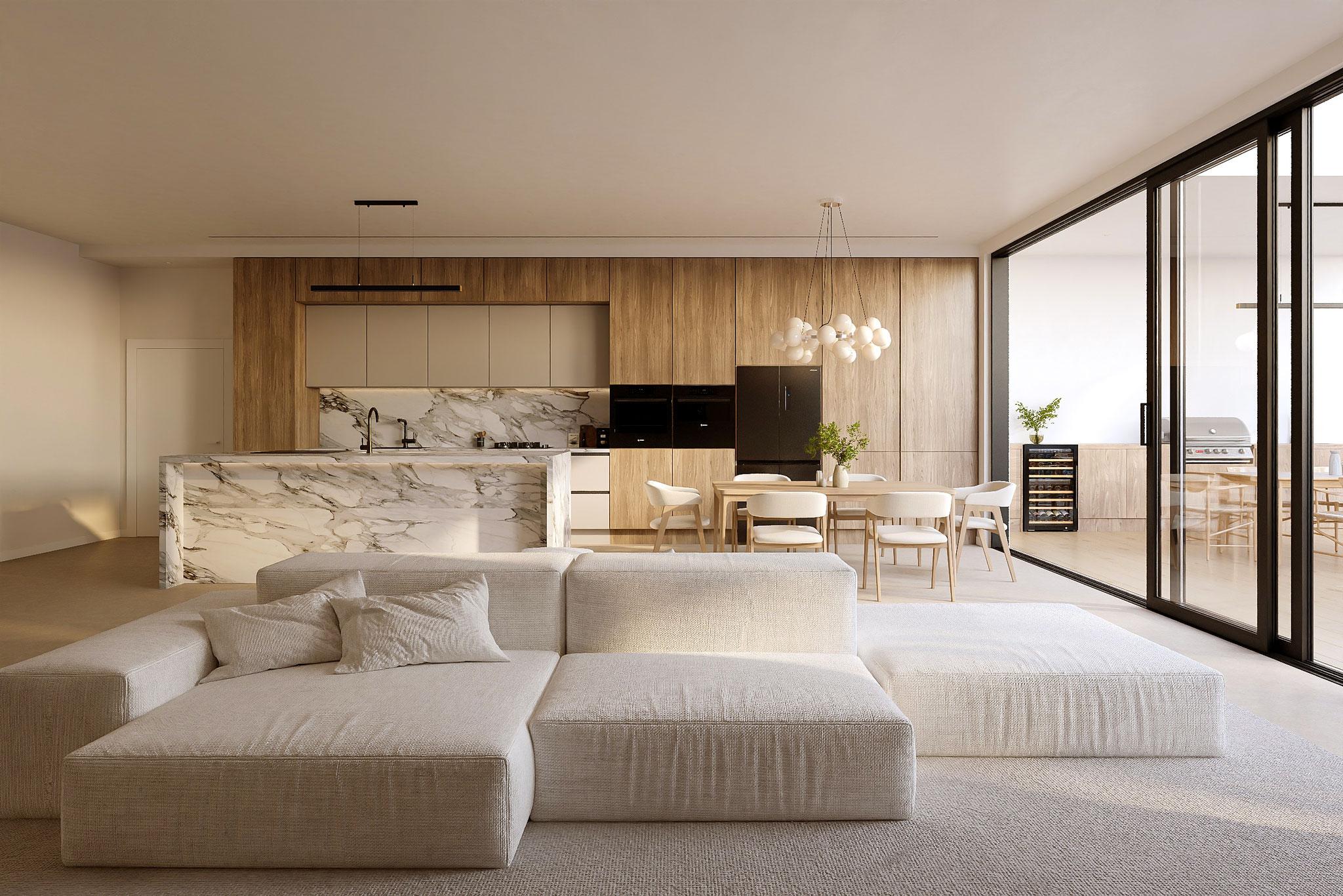 contemporary living room interior rendering for residential architecture - Dionis Studio