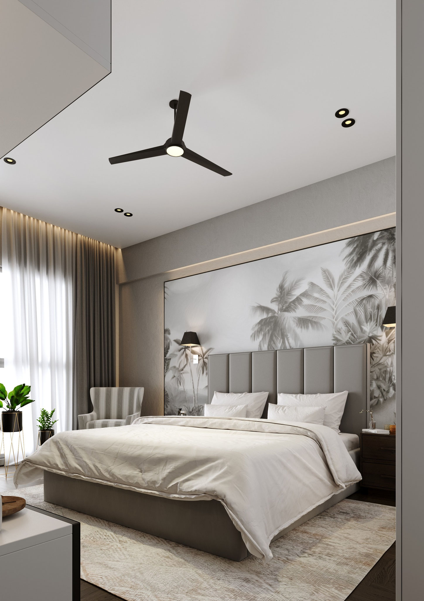 luxury bedroom interior architectural visualization with soft daylight - Dionis Studio