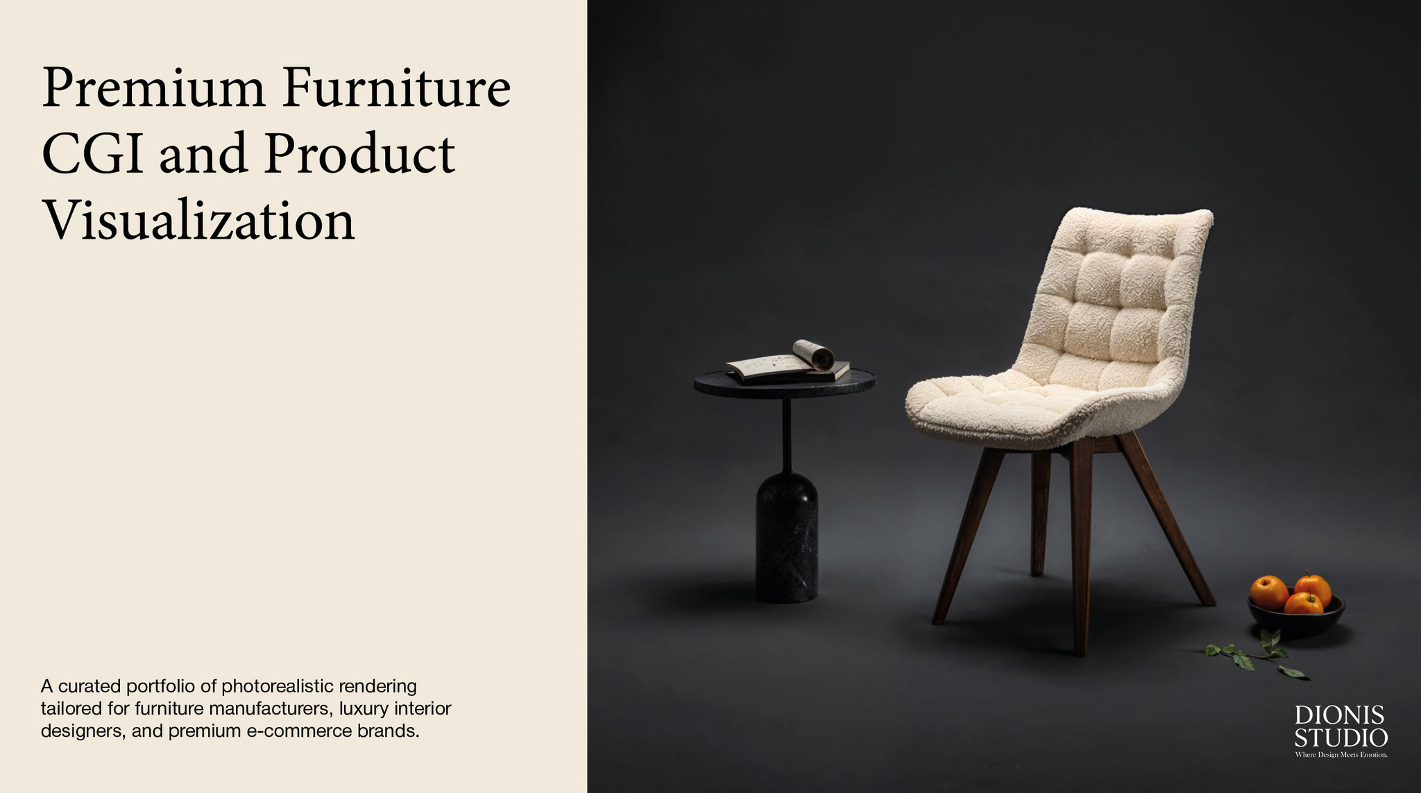 Photorealistic furniture 3d visualization of a modern bed for e-commerce.  Dionis Studio