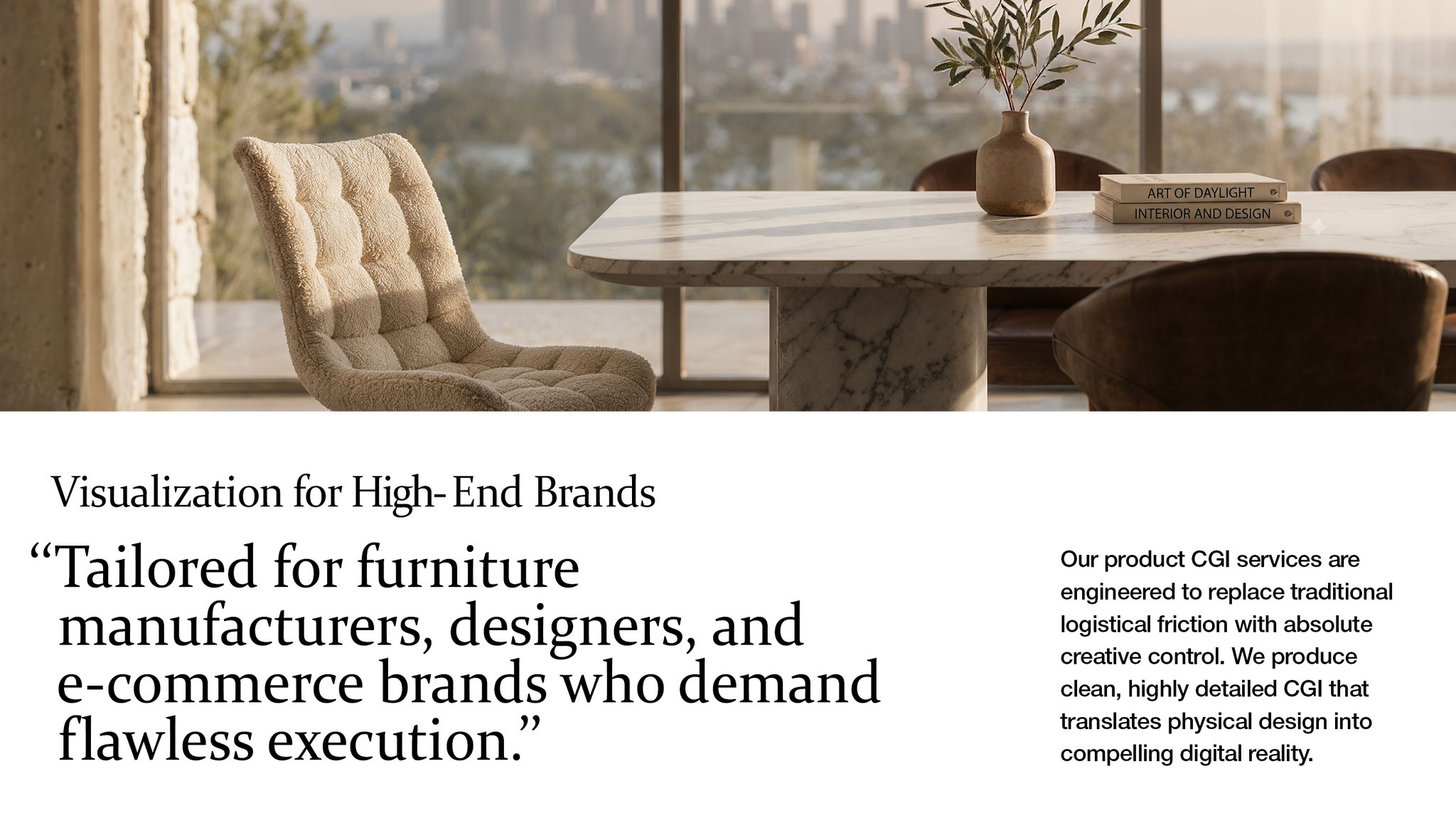 Studio cgi furniture image for digital catalog and interior design presentation. Dionis Studio
