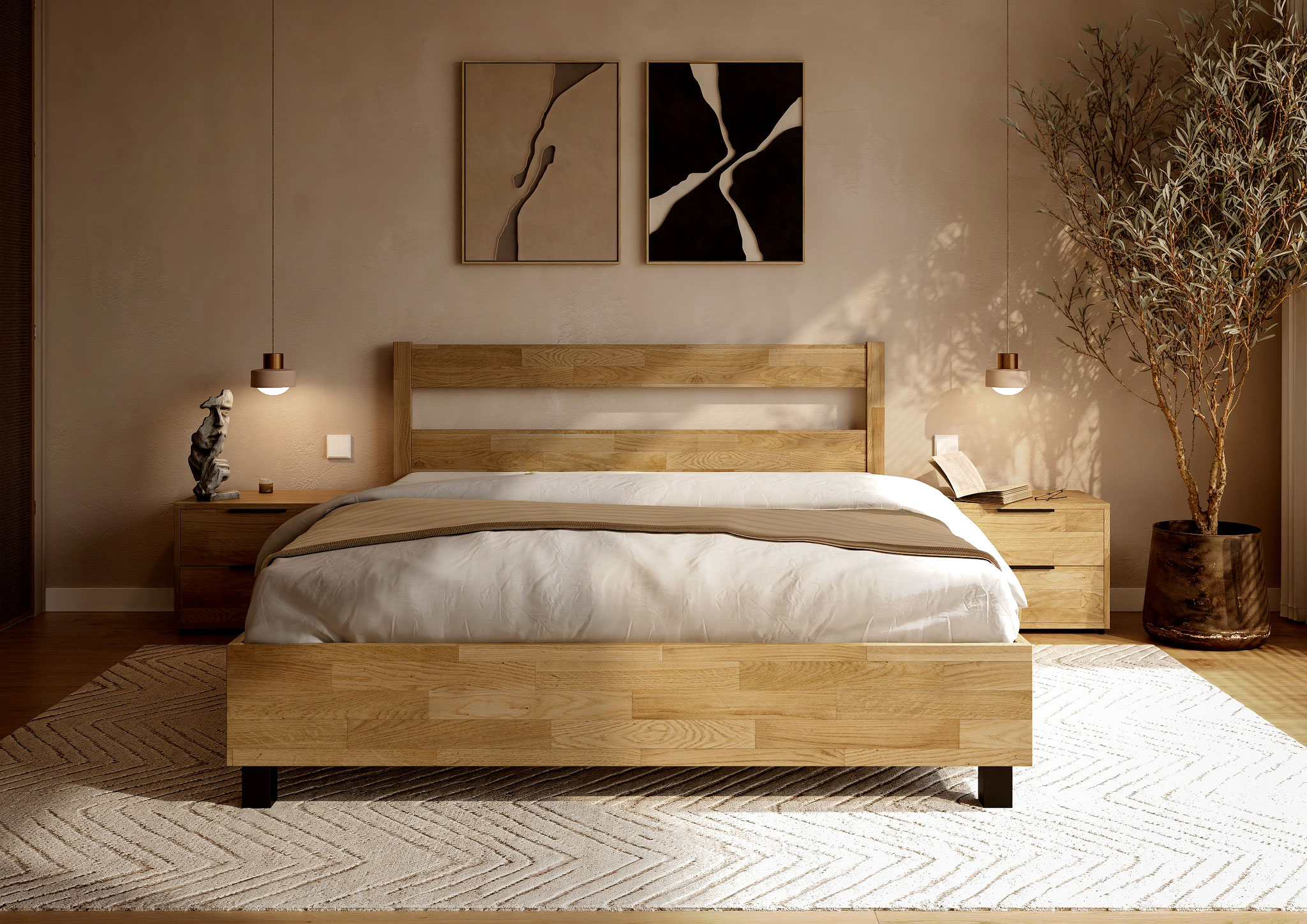 modern bedroom interior rendering for residential architecture - Dionis Studio