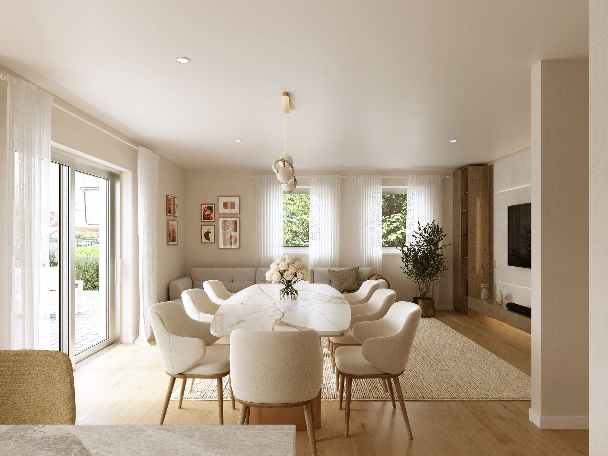 contemporary kitchen interior rendering for private house - Dionis Studio