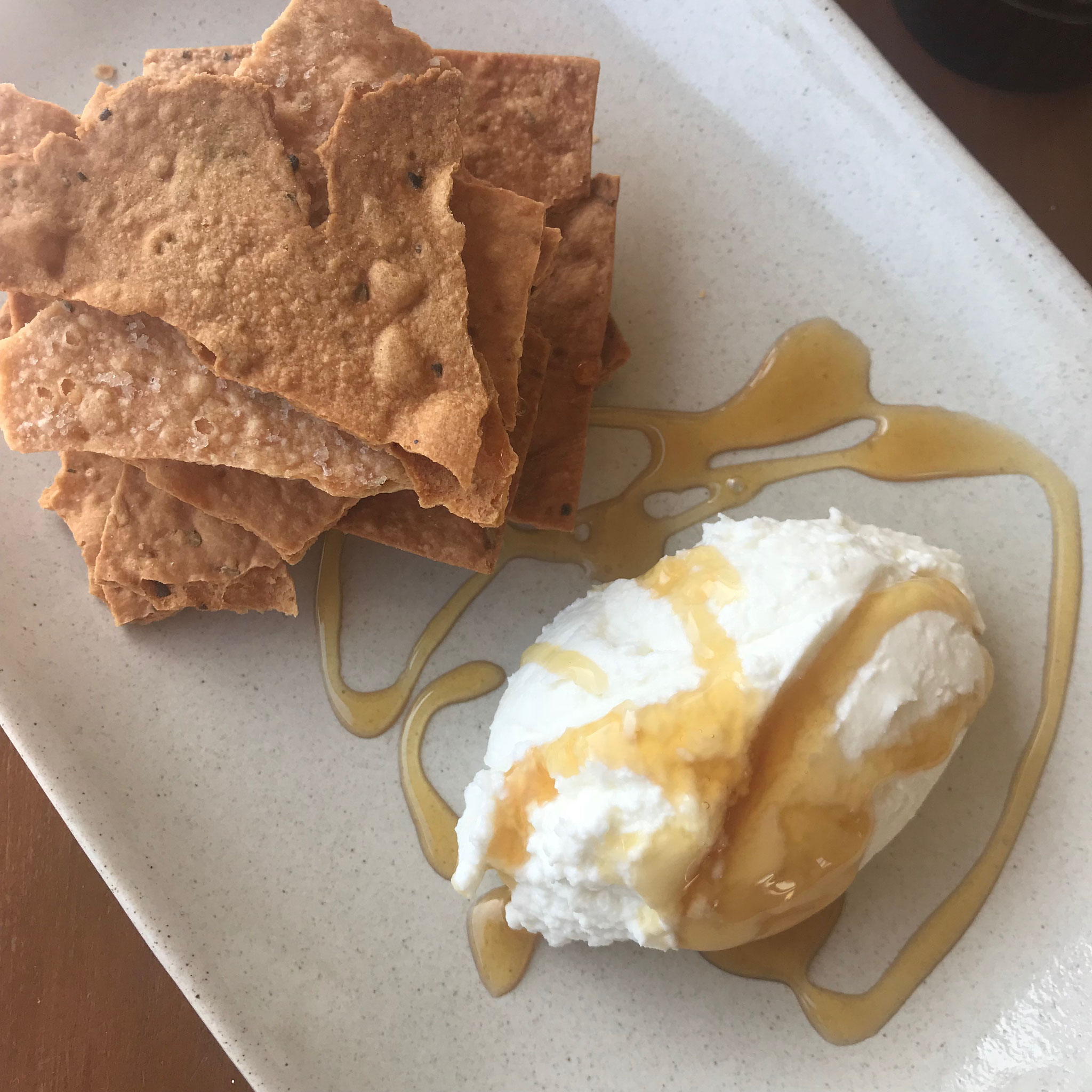 455: Goats cheese and honey and homemade crackers
