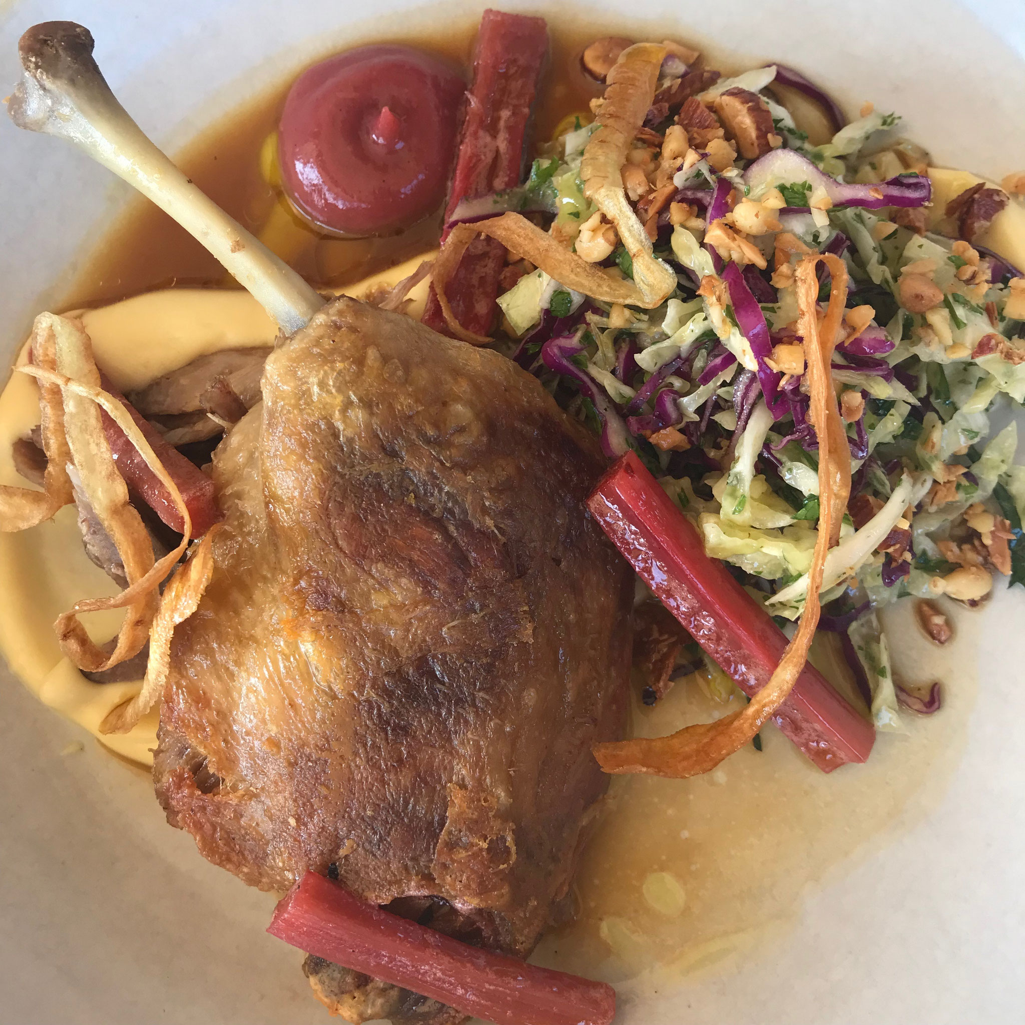 458: Duck with rhubarb and coleslaw