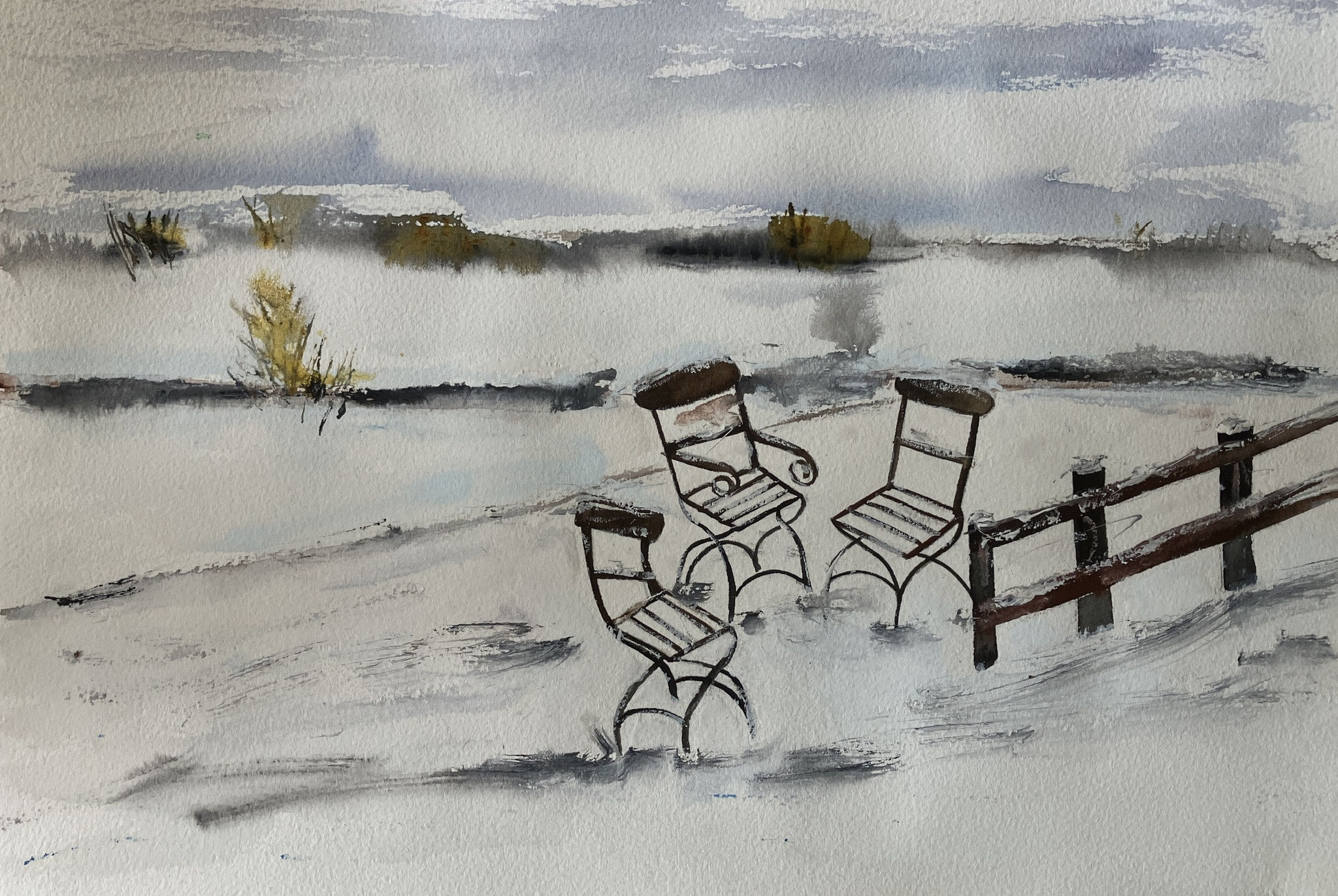 Warten auf den Frühling 50 x 60 Aquarell