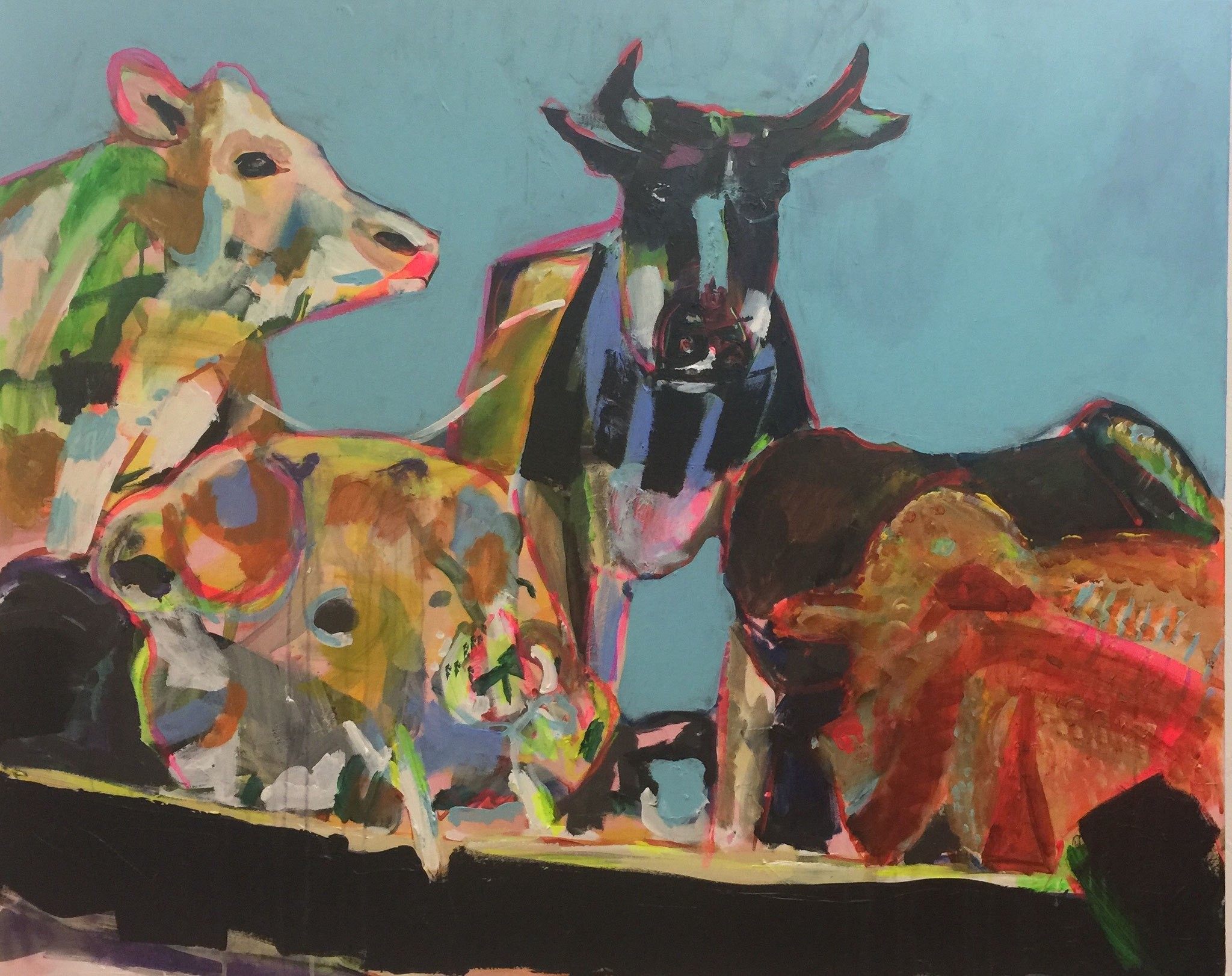 Stillleben mit Kuh 3, 100x120,  acrylic on canvas 