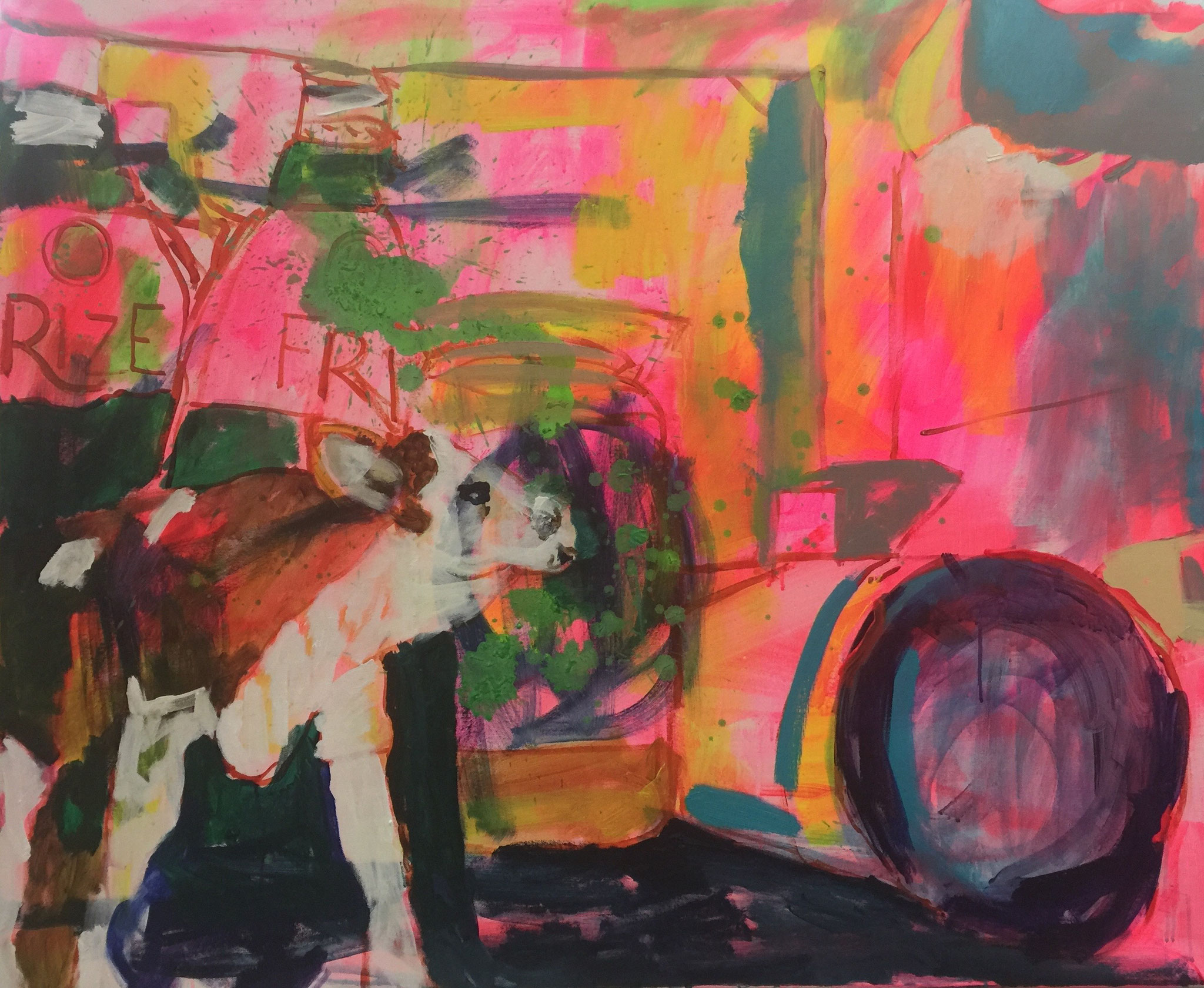 Stillleben mit Kuh 4, 100x120,  acrylic on canvas 