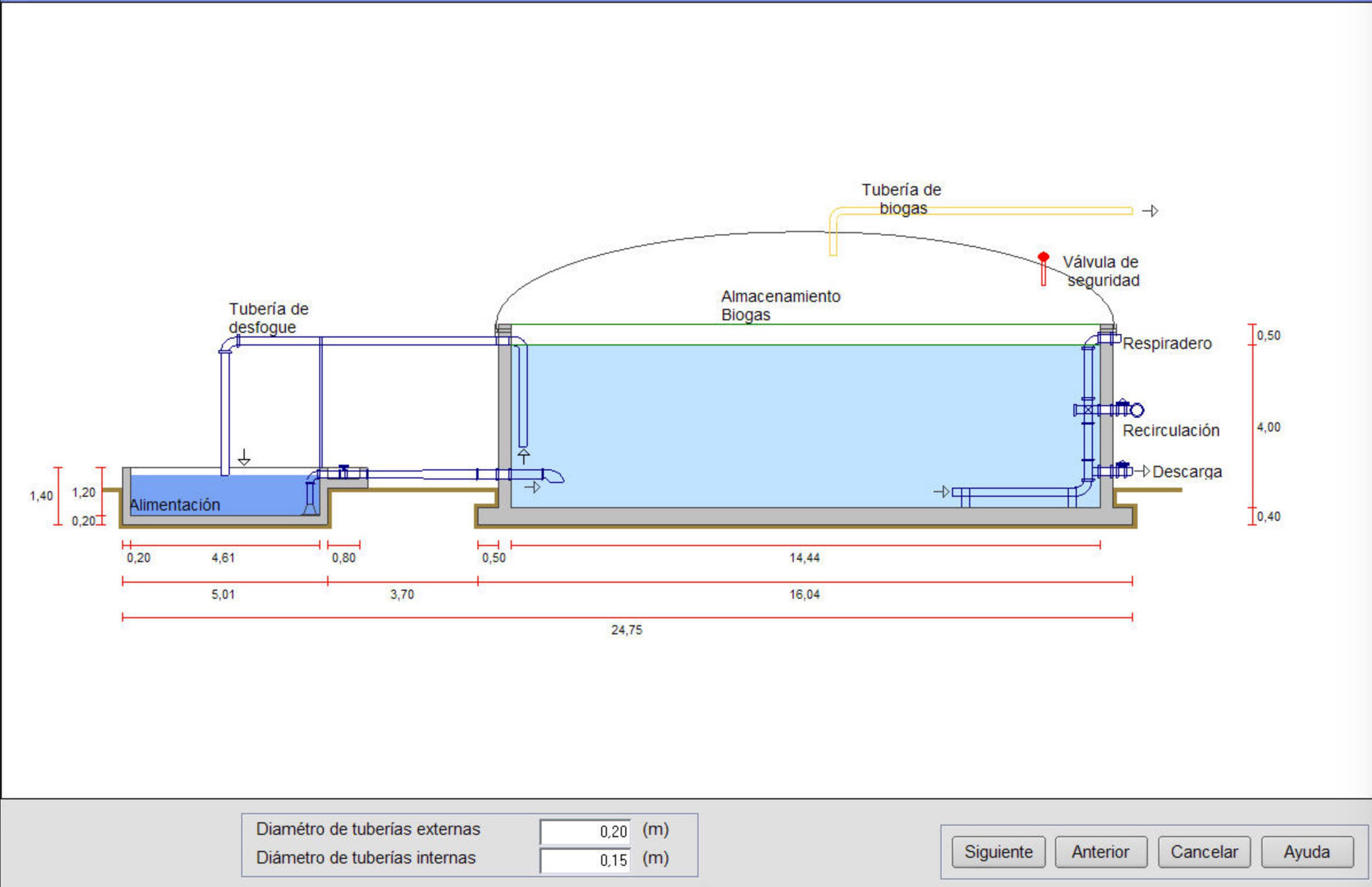 Software para dimensionamiento  de biodigestores 