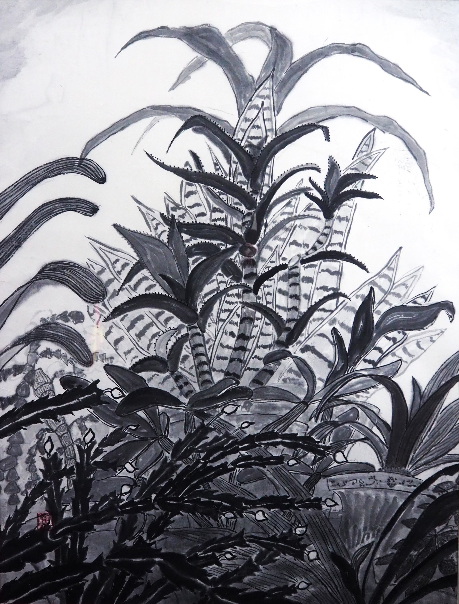 日本画の部　加納明山「踊る観葉植物」