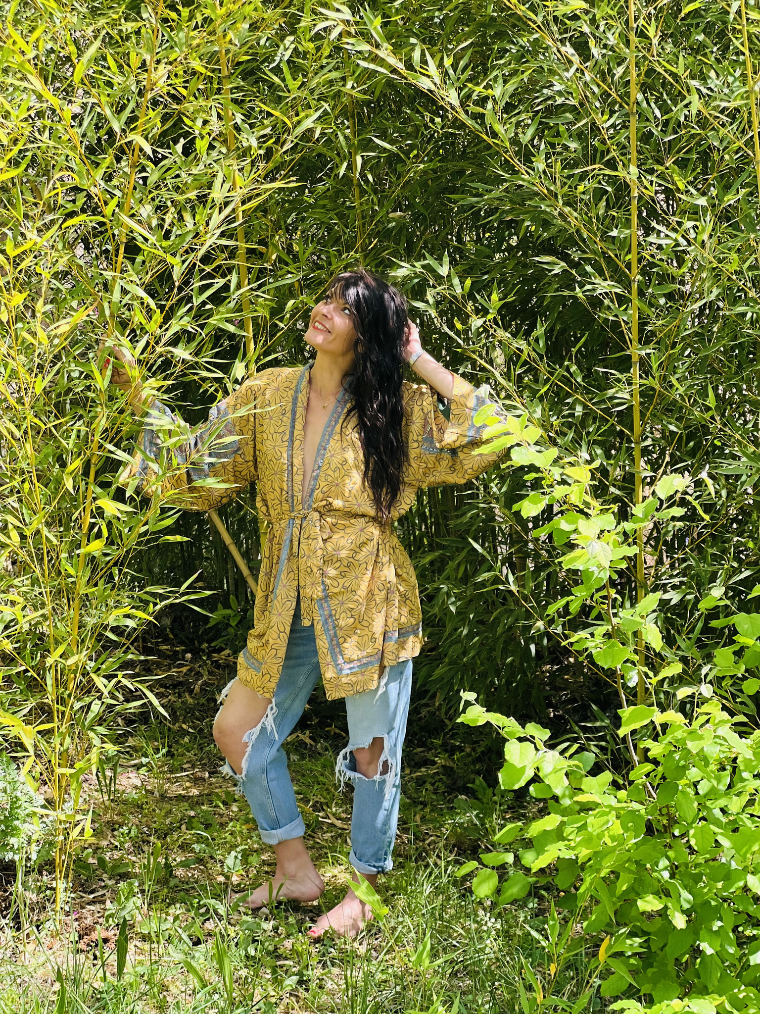 Kimono court – style décontracté avec jean