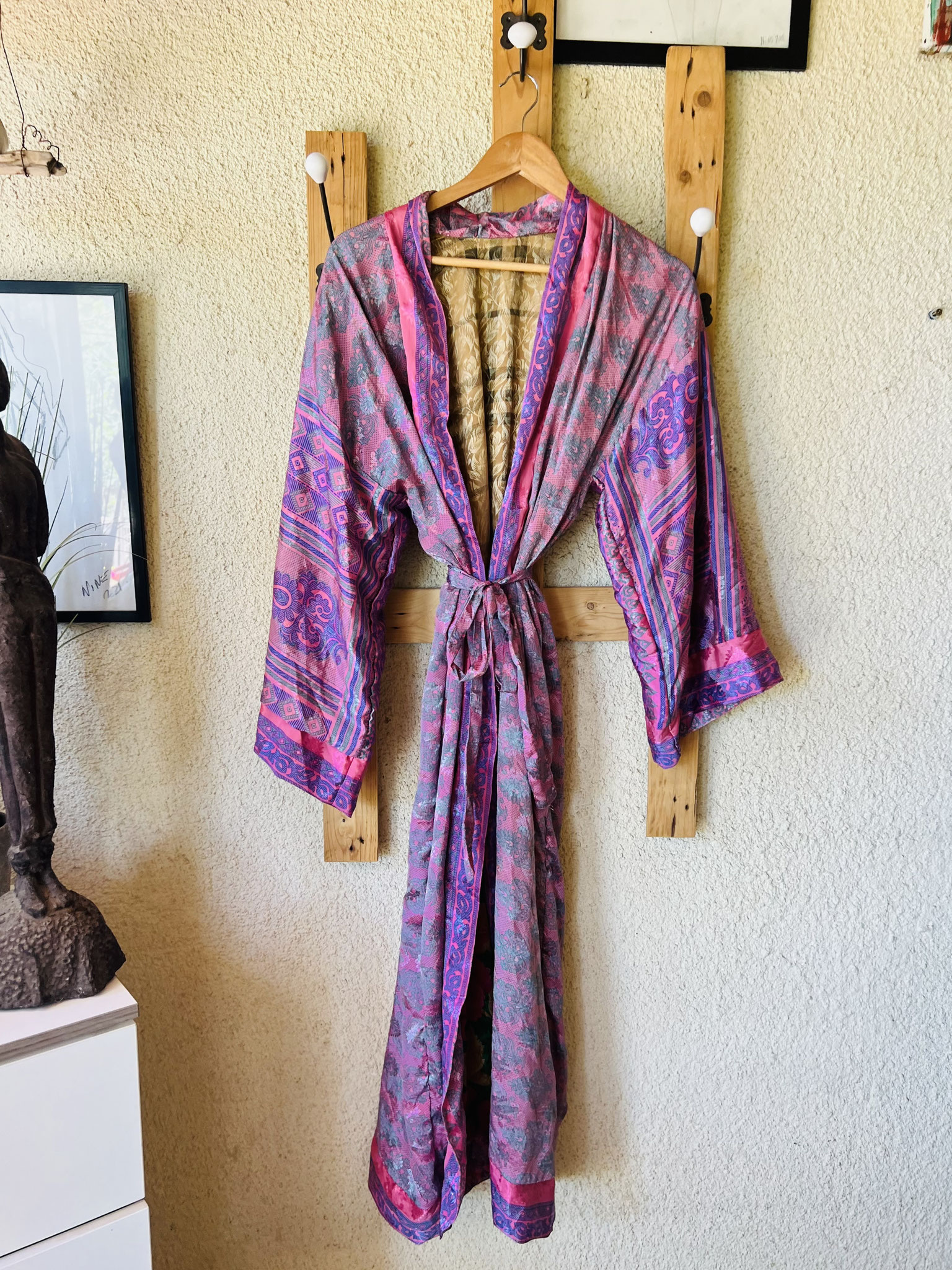 Kimono long réversible – élégance et couleurs poétiques