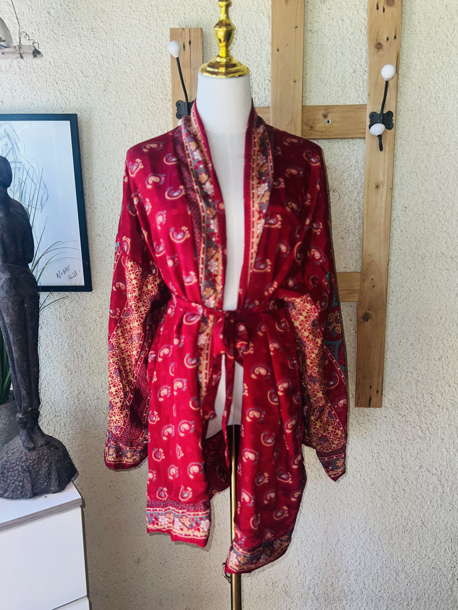 Kimono court en soie recyclée - de face