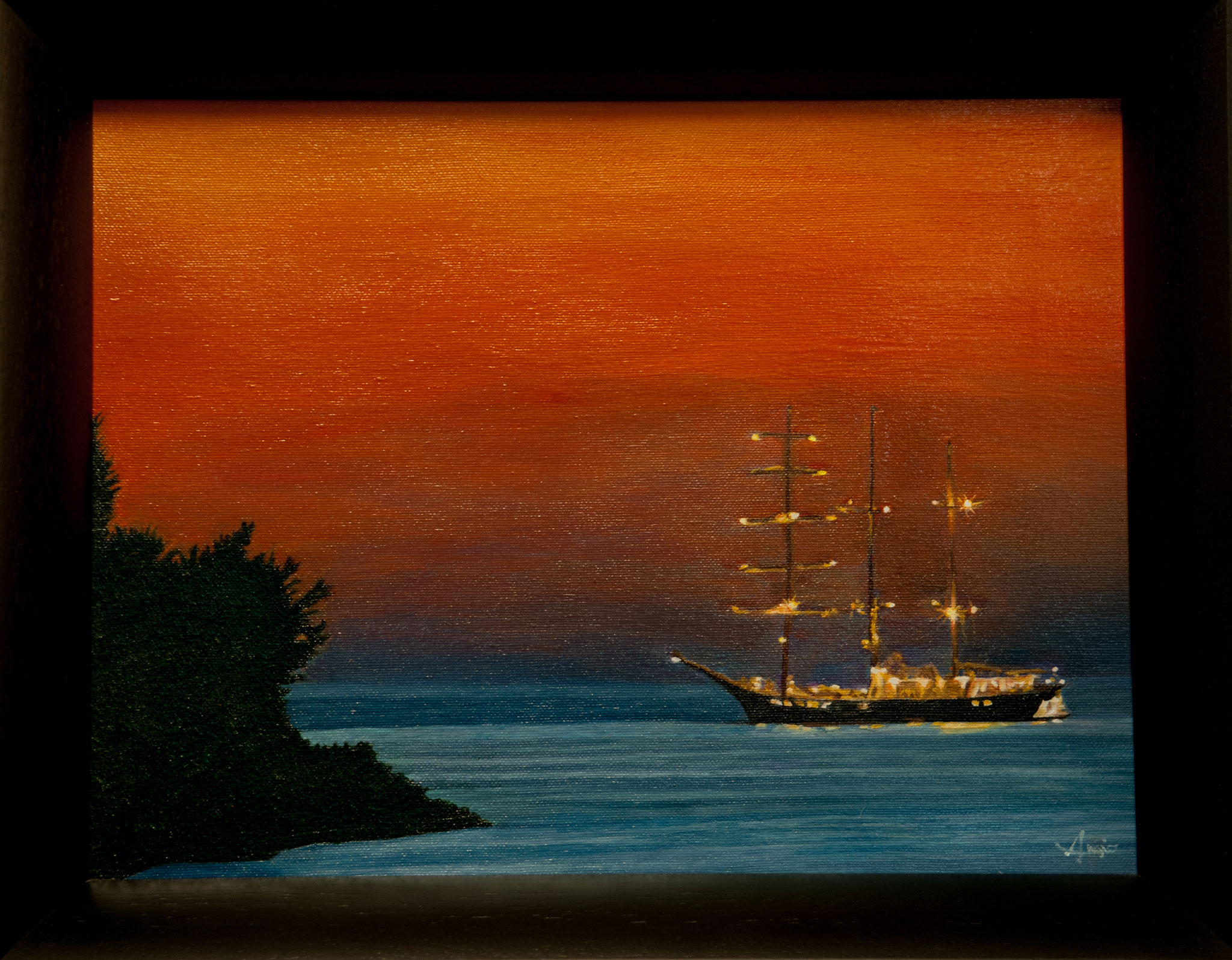 Quadro Olio su Tela | Luci | Dimensioni: 29x38.5 cm - 44.5x35.5 cm (con cornice)