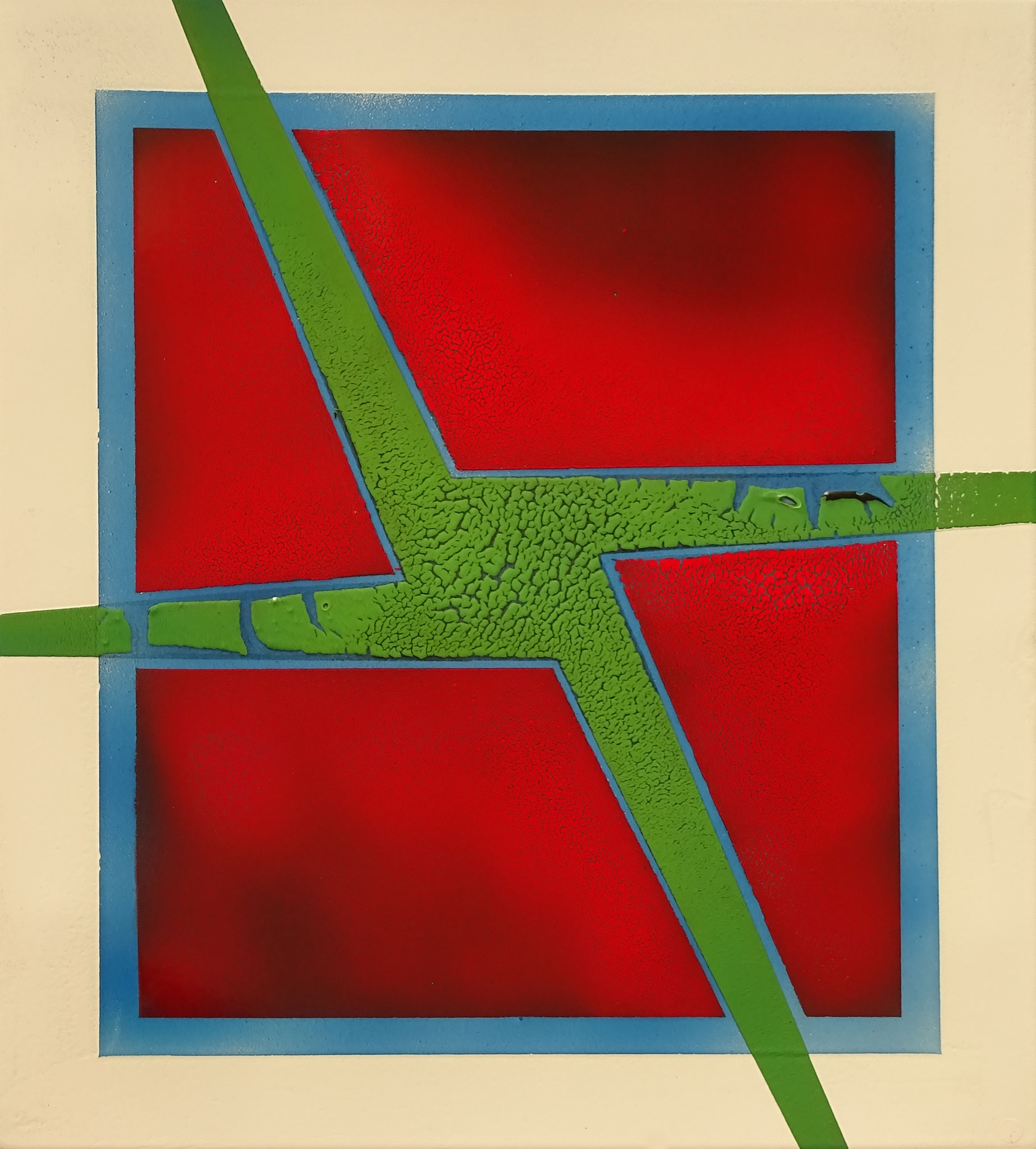 "Grünes Kreuz" 2015, 50 x 57 cm, opakes Email