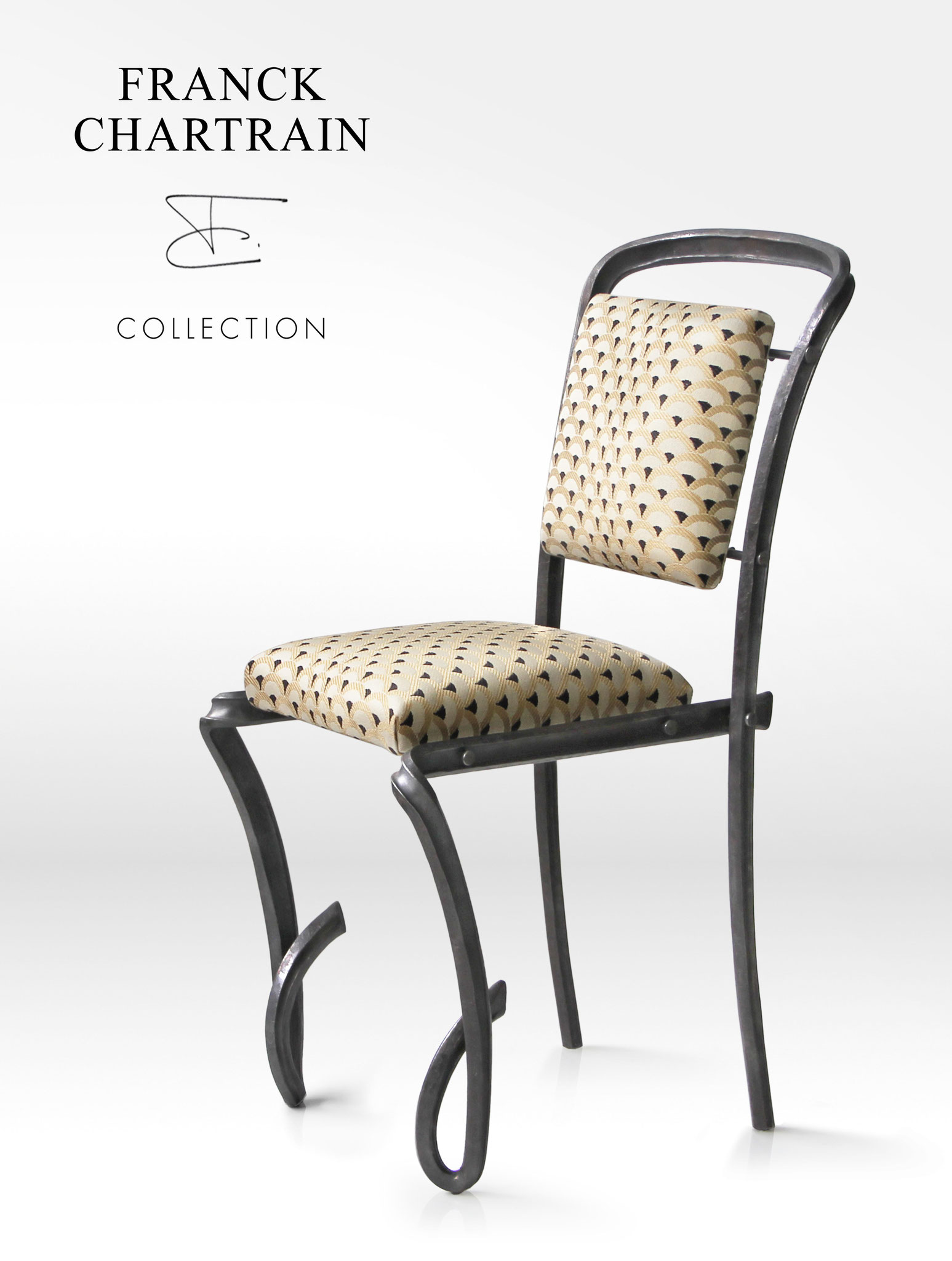 FORGE BOUCLE CHAIR Wrought iron, fabric