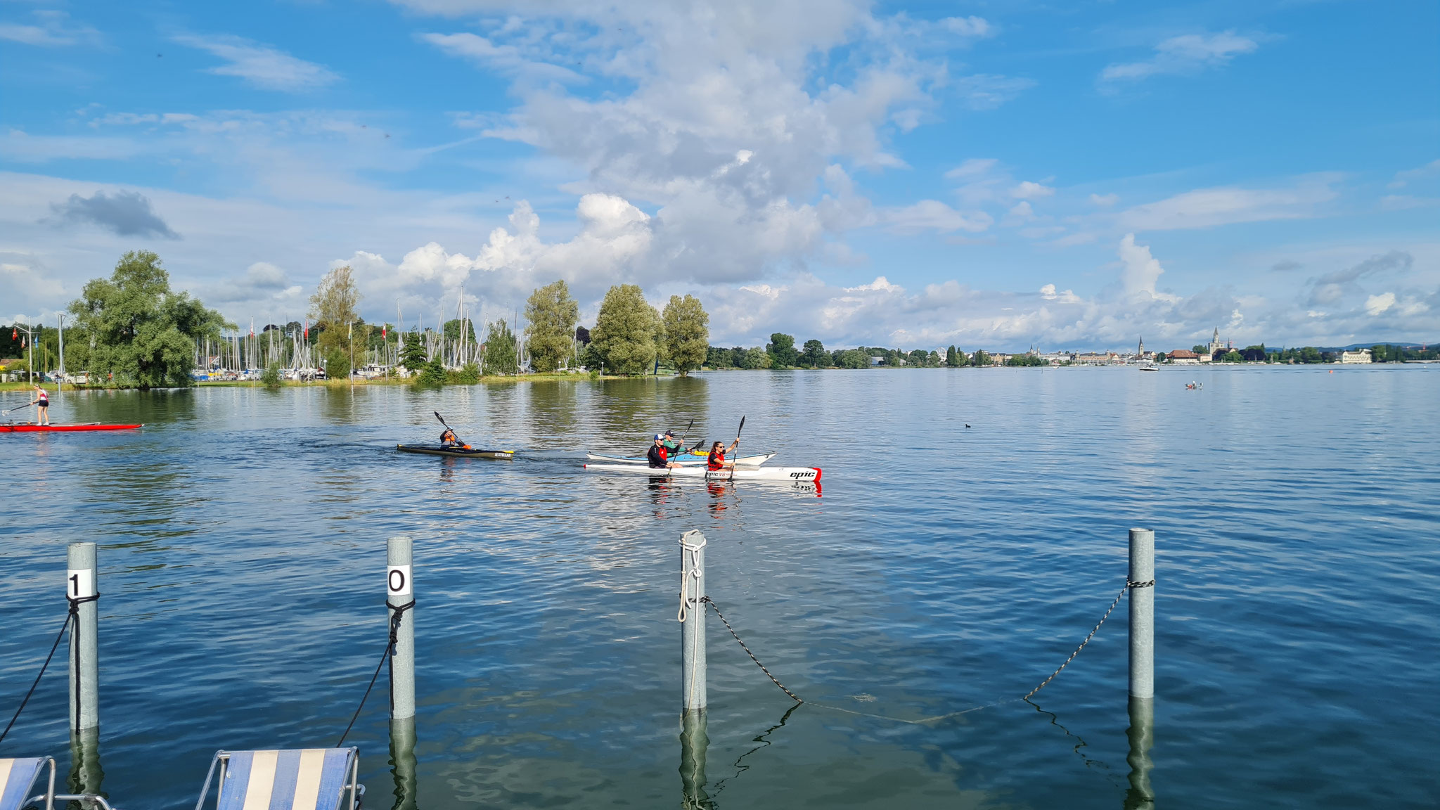 Start der vier Paddelnden des PCK Kreuzlingen zur 1. Etappe Kreuzlingen – Landschlacht.
