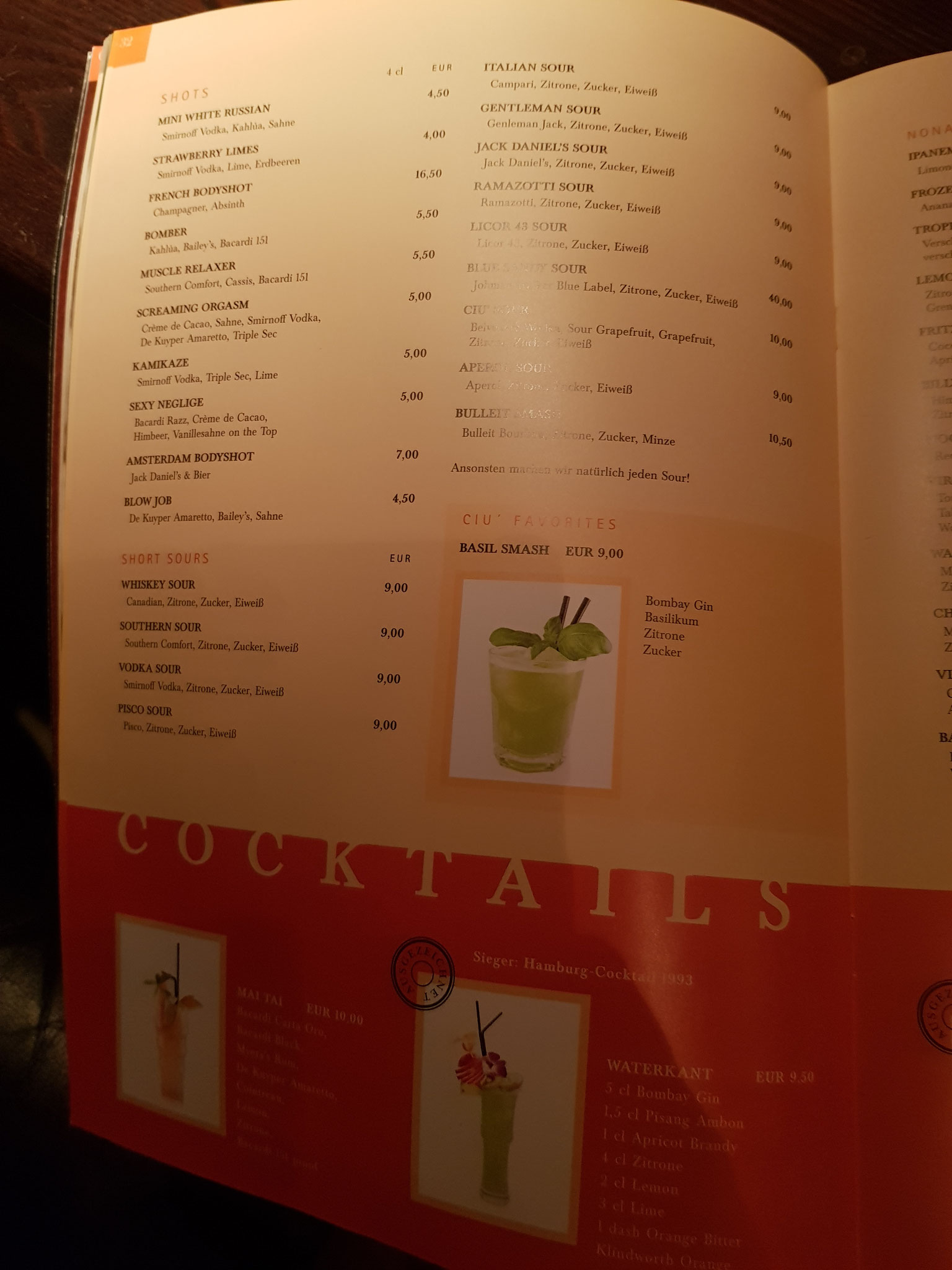CIU Cocktailkarte