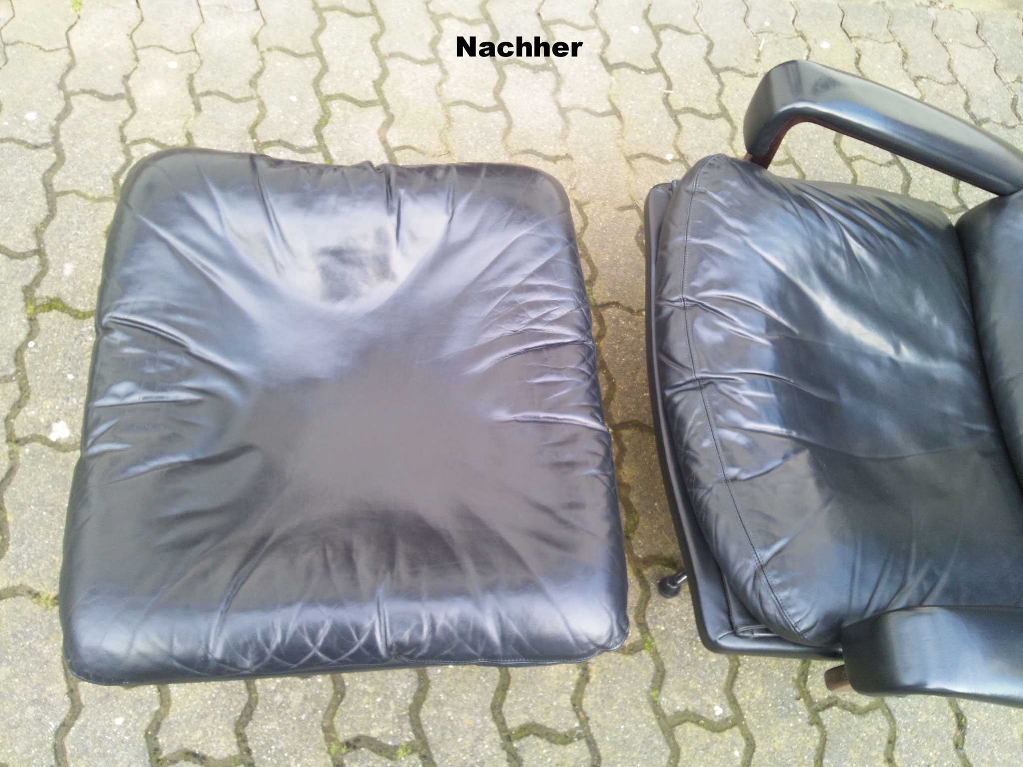 Ledersessel mit Hocker Nachher  - Lederfärbung Sessel