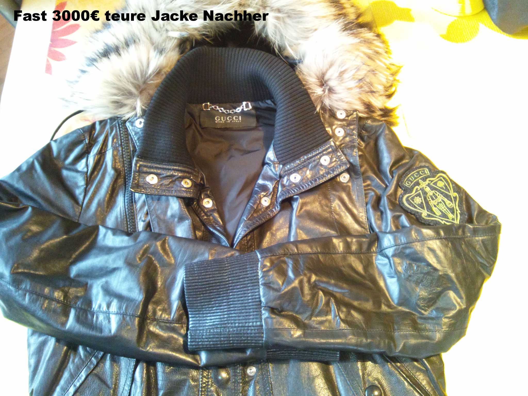 Gucci Damenjacke Nachher - Lederreparatur Gucci Damen Jacke