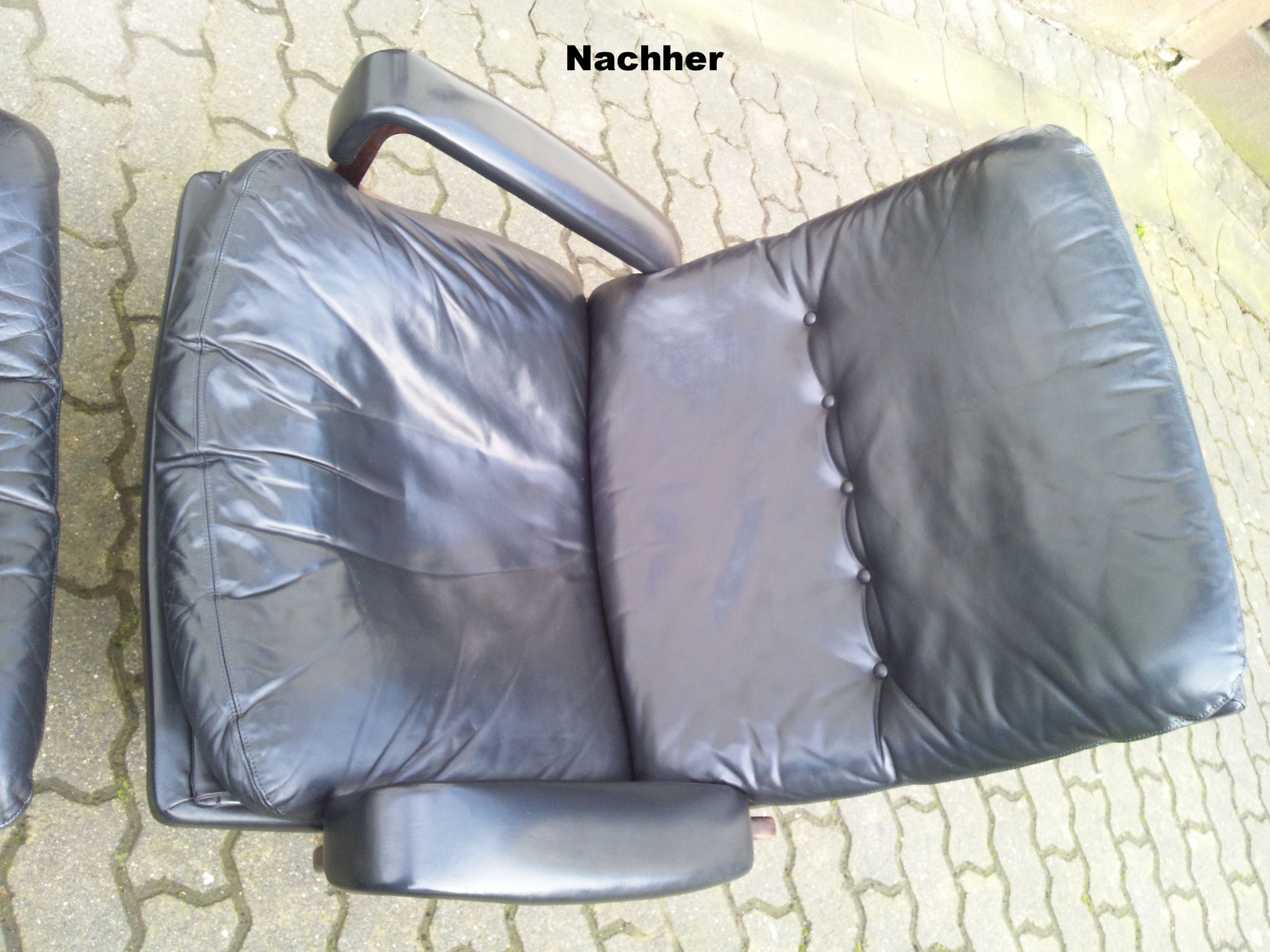 Ledersessel mit Hocker Nachher  - Lederfärbung Sessel