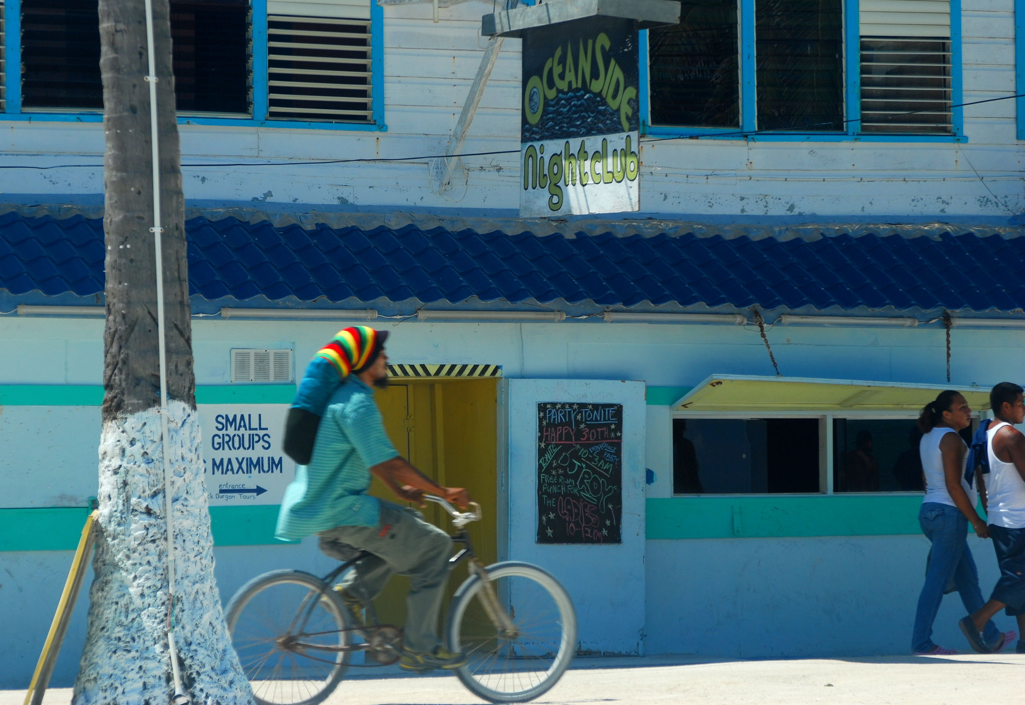 Riding a bike in Caye Caulker