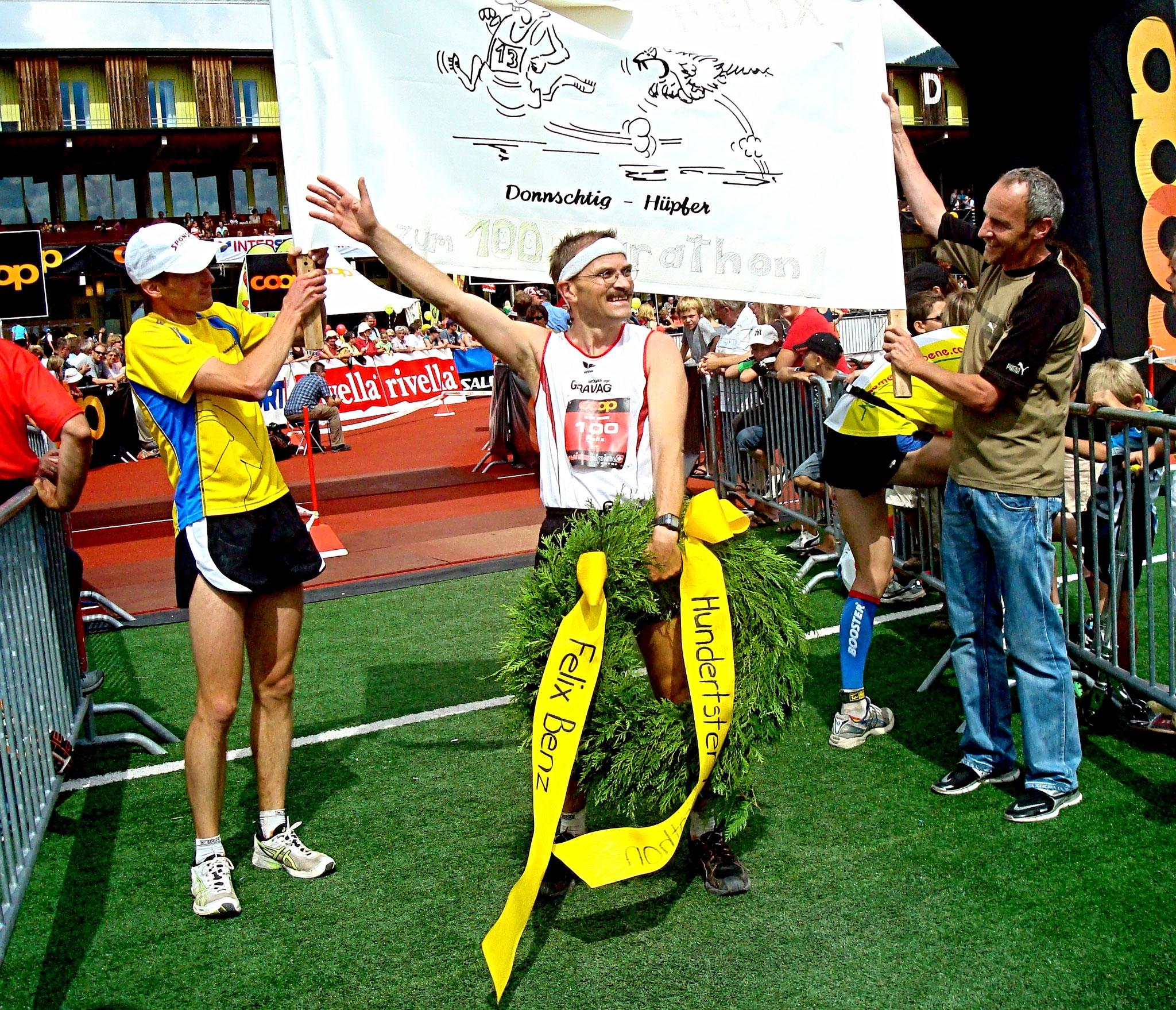 Er ist und bleibt ein Sieger ! Felix Benz, beim 100. Marathon am Swiss Alpin 2008. 
