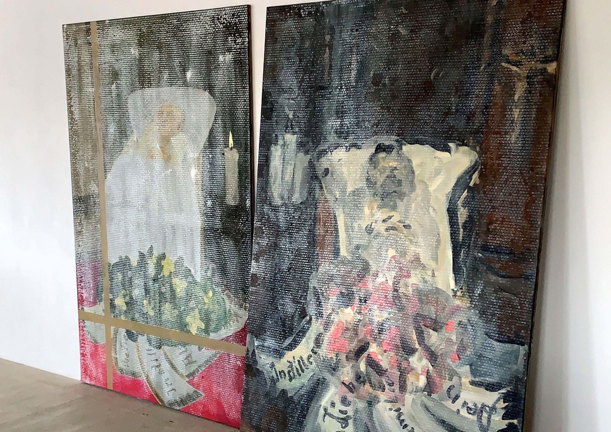 BERND IKEMANN       2 «totenbilder», 2020/21, Öl/Leinwand, je 200 x 150 cm