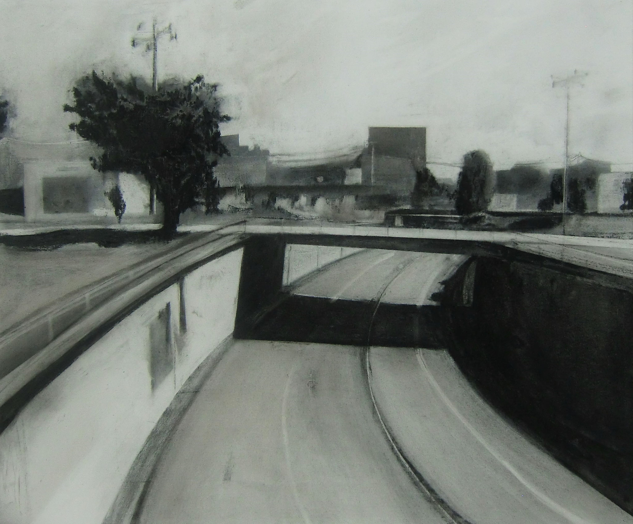 Panorama, 2016, Kohle auf Leinwand auf HDF, 50x60cm