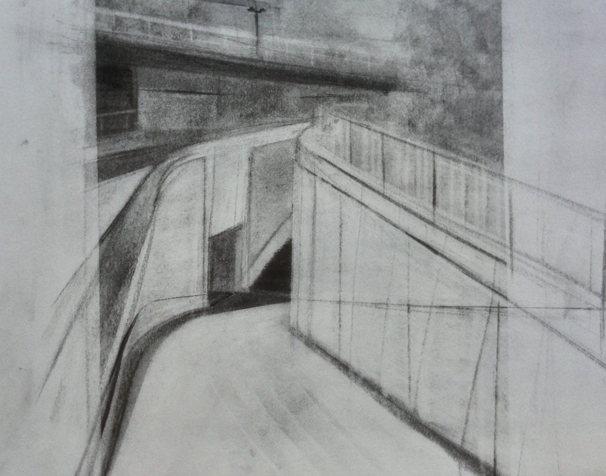 Abgang, 2012, Kohle auf Papier, 30x40cm