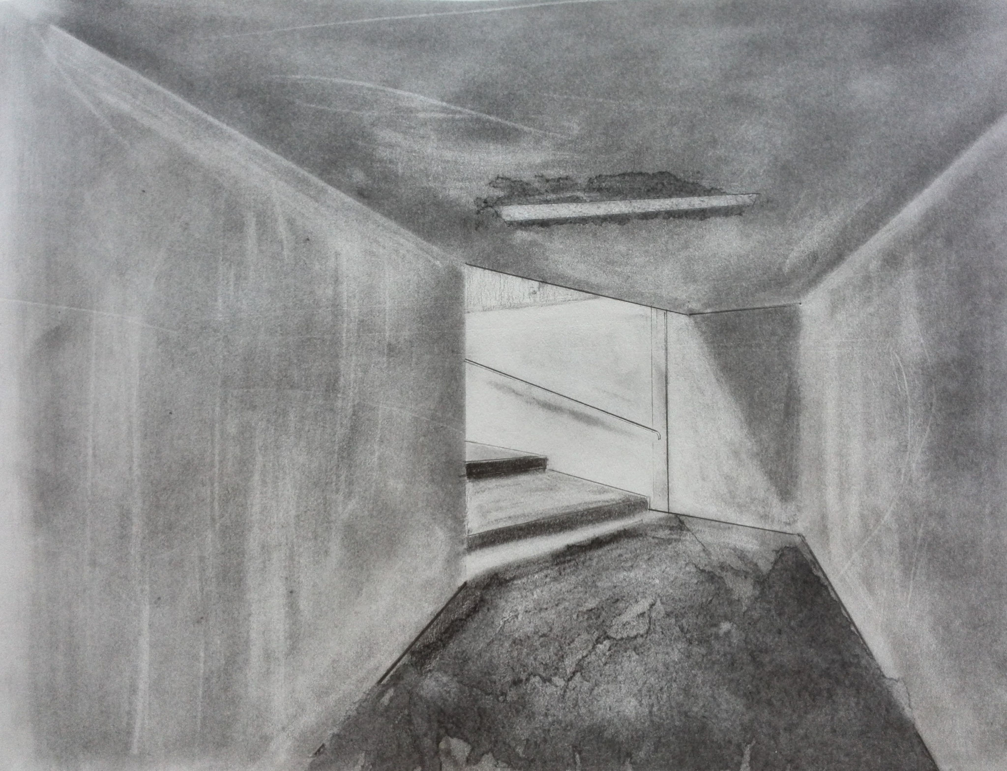 treppauf, 2012, Kohle auf Papier, 30x40cm