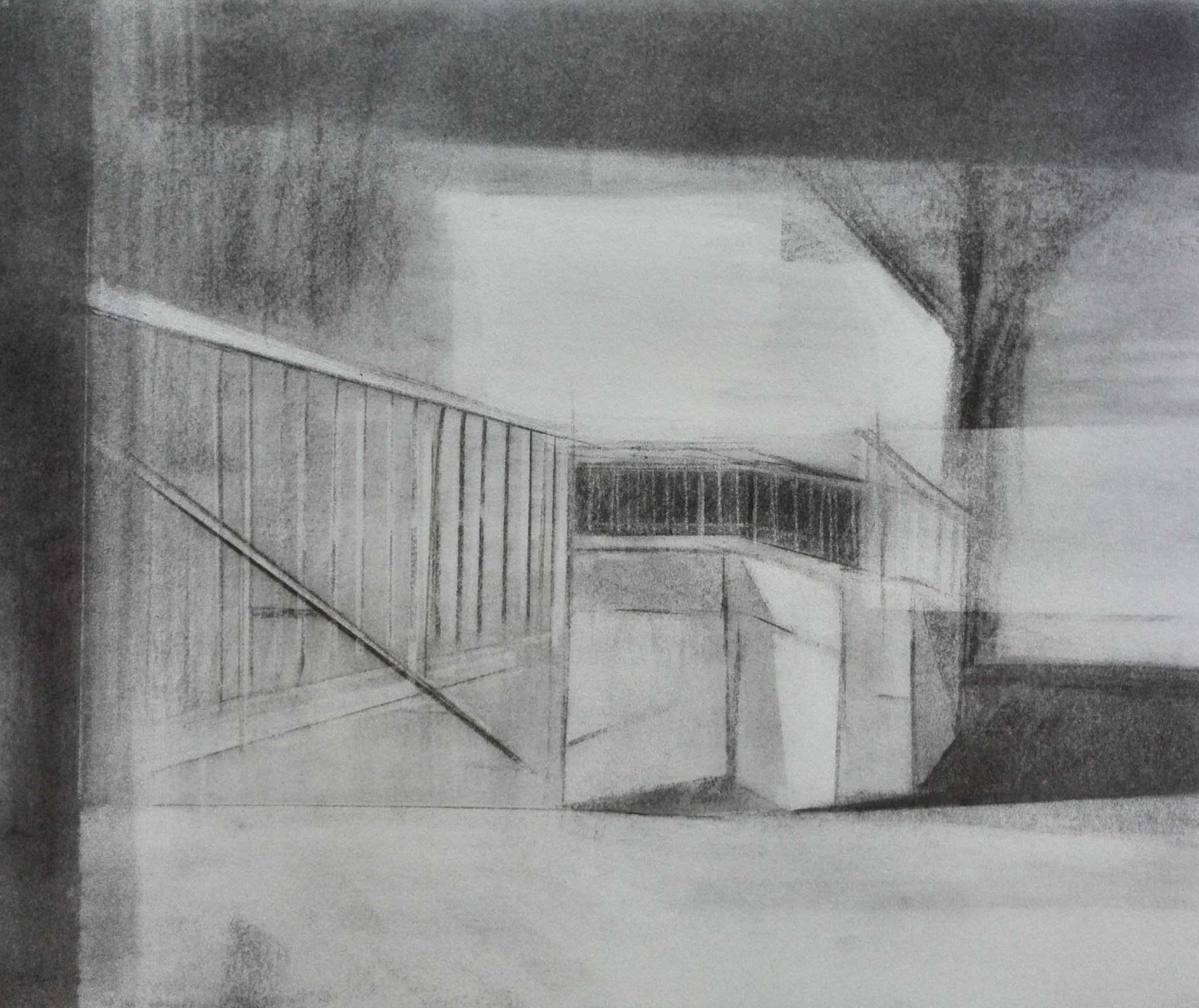 Abstieg, 2012, Kohle auf Papier, 30x40cm