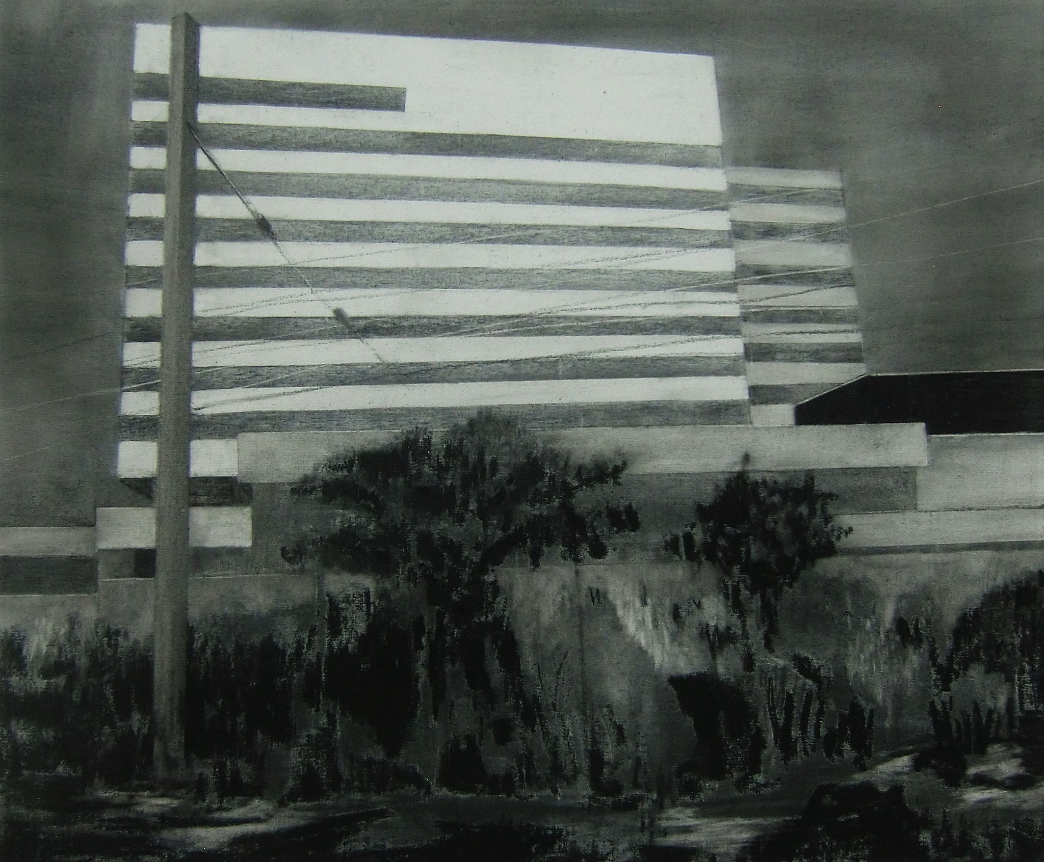 Präsidium, 2016, Kohle auf Leinwand auf HDF, 50x60cm