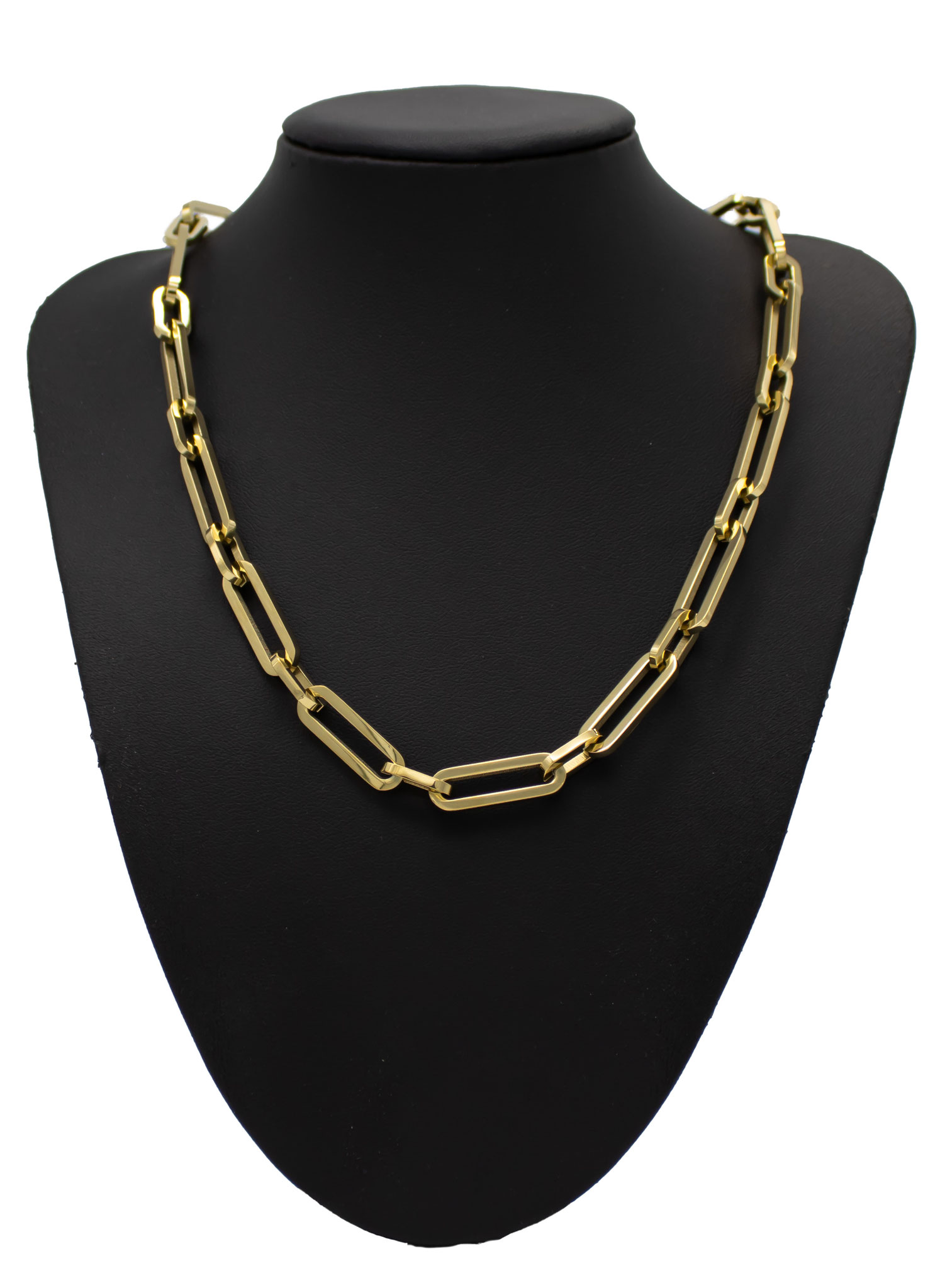 vergoldetes Edelstahlcollier mit eckigen GLiedern 