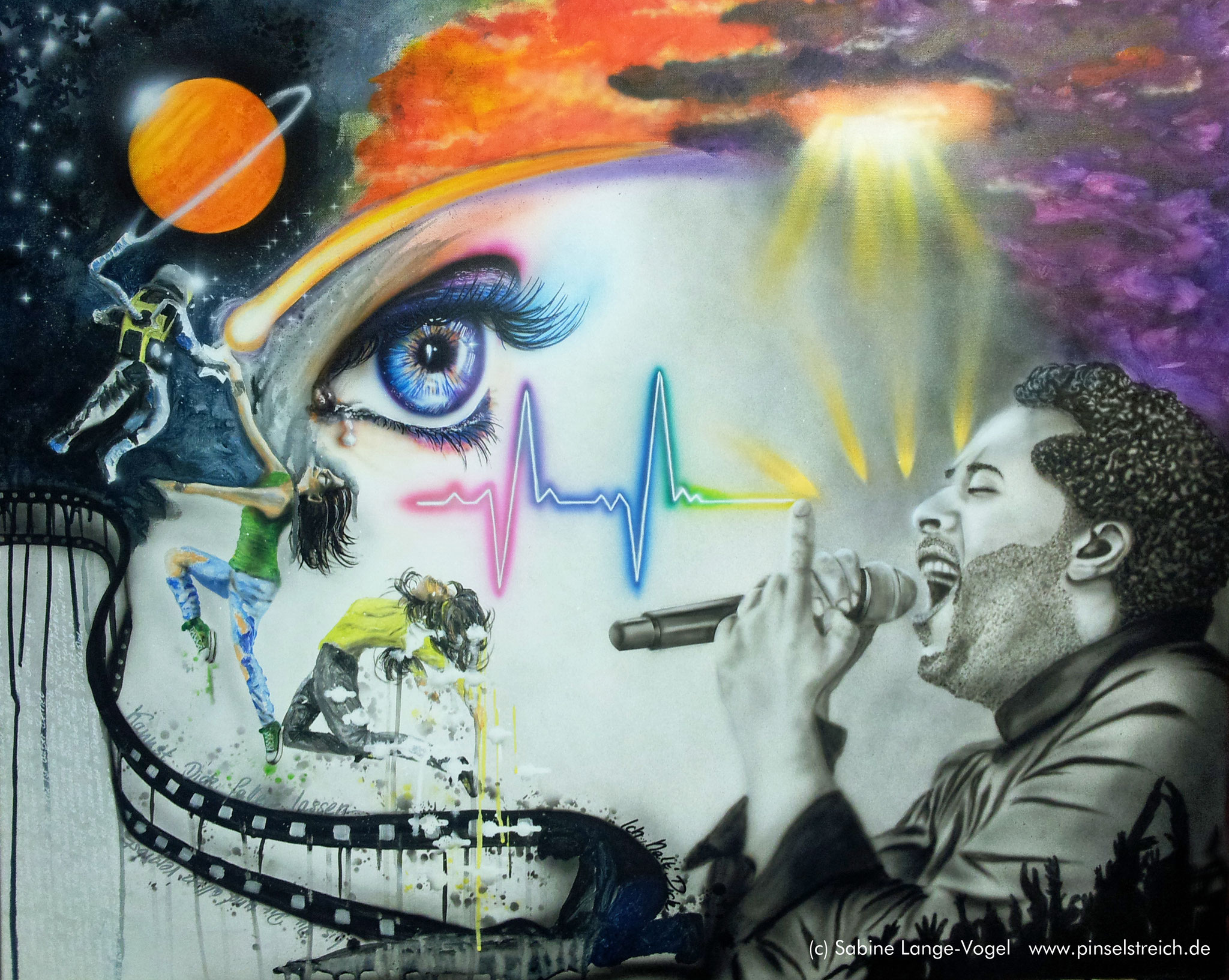 "Farbentanz" Acryl, Airbrush auf Leinwand 100 x 80 cm