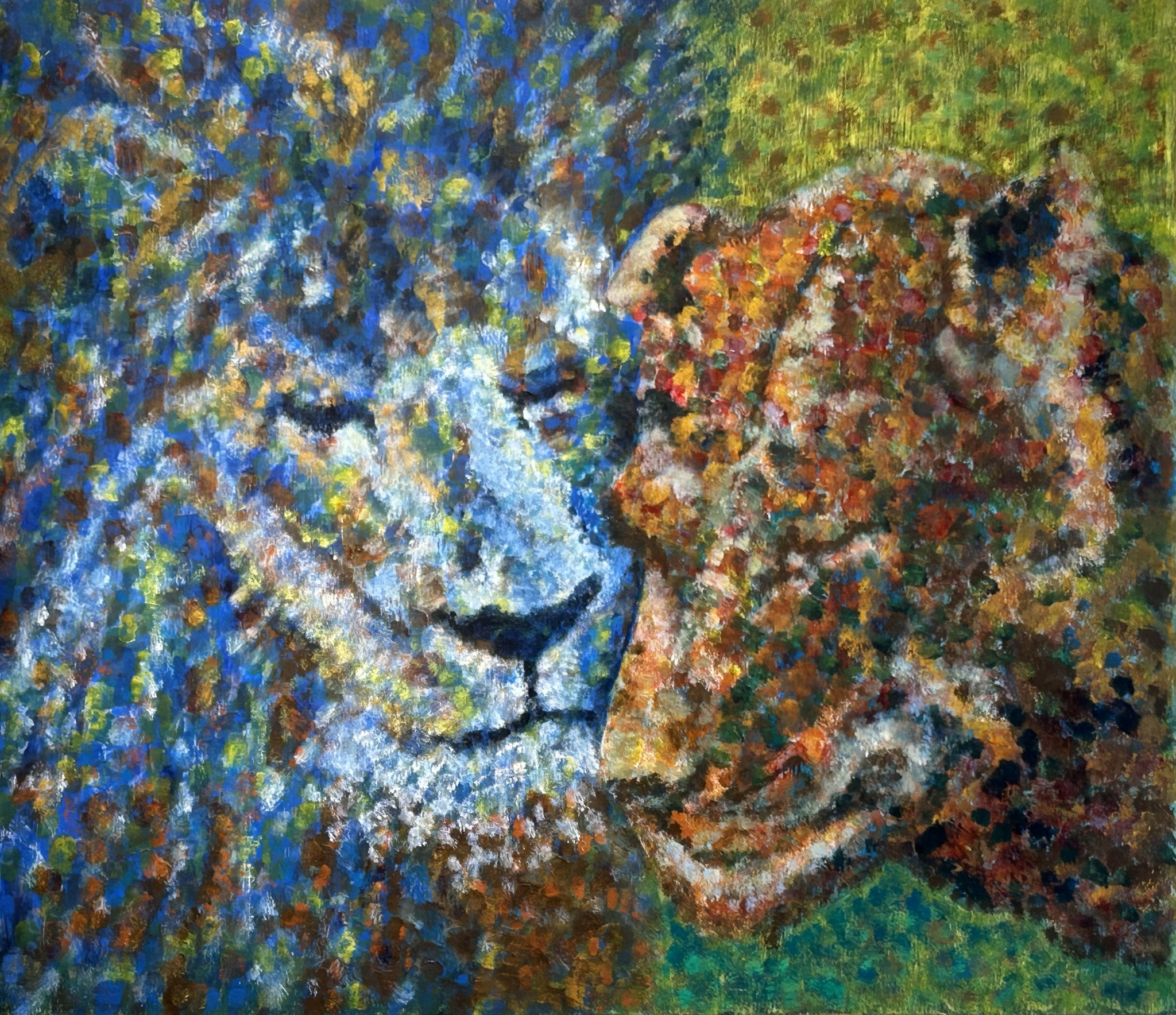 「NESTLE（寄り添う）」新楽裕子　（アクリル、板）　F10(45.5×53cm)