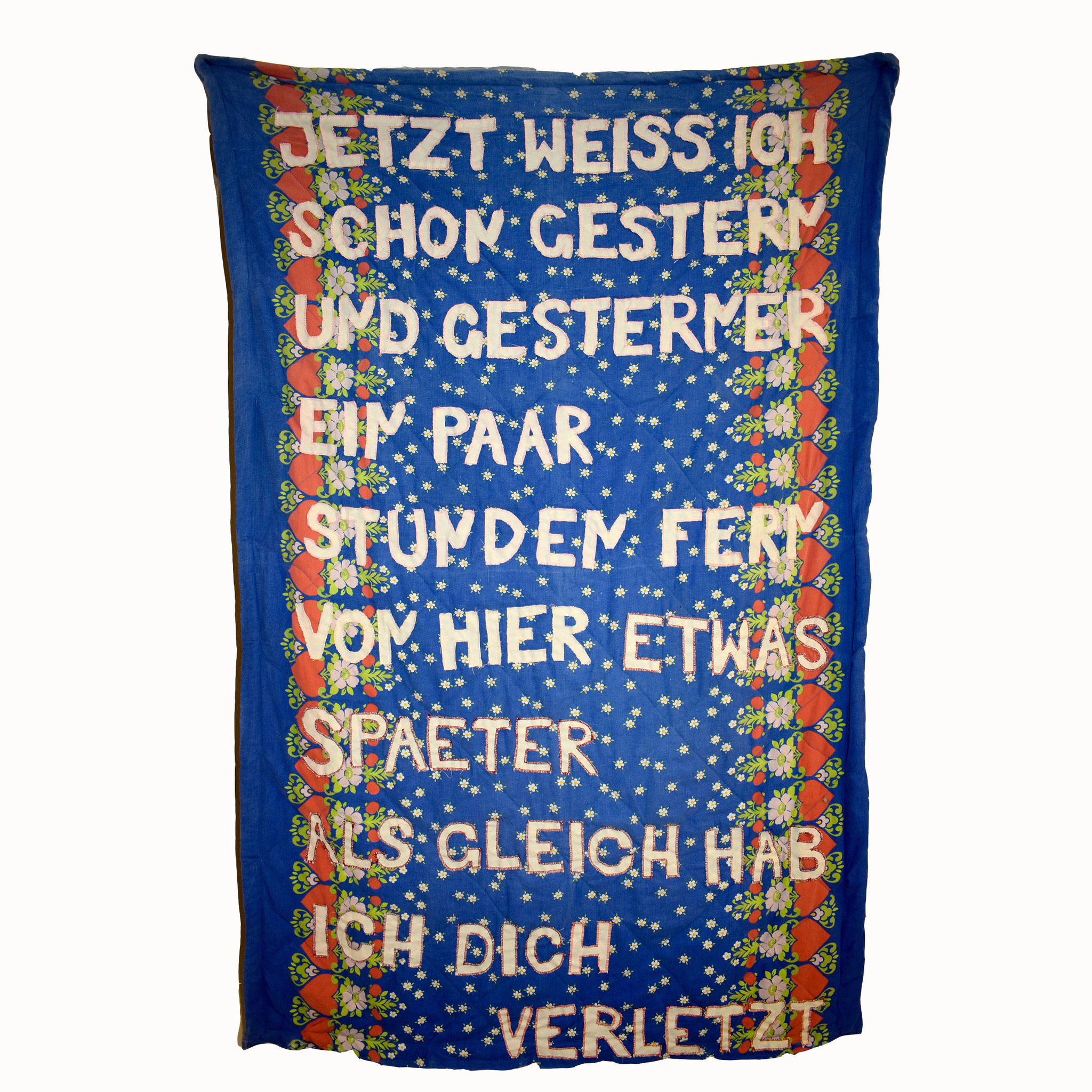 SMS von dir, 2024, 130 x 200 cm, gesteppter Quilt