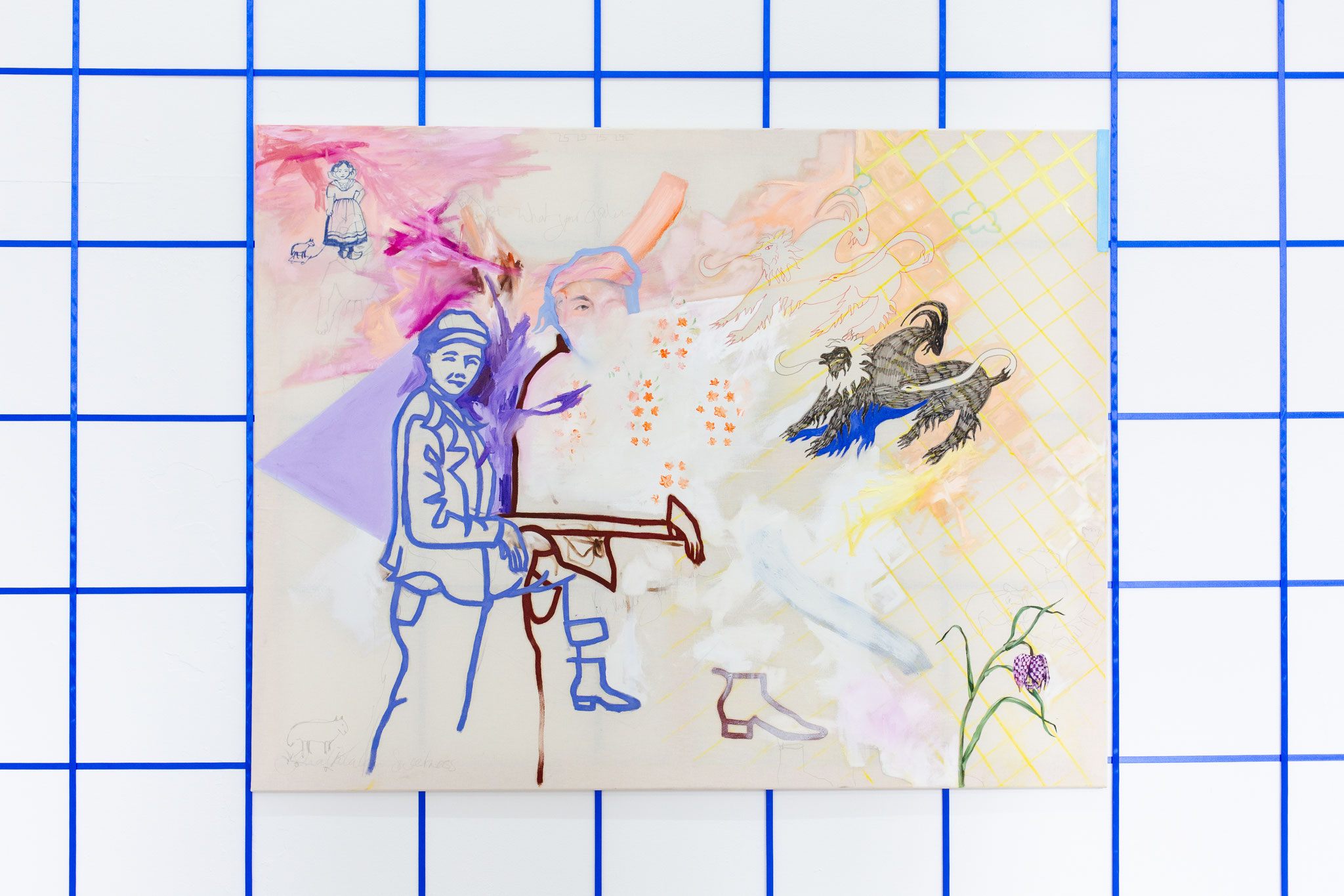 Schalalala Sweetness, 2025, 125 x 165 cm, Mischtechnik auf Leinwand
