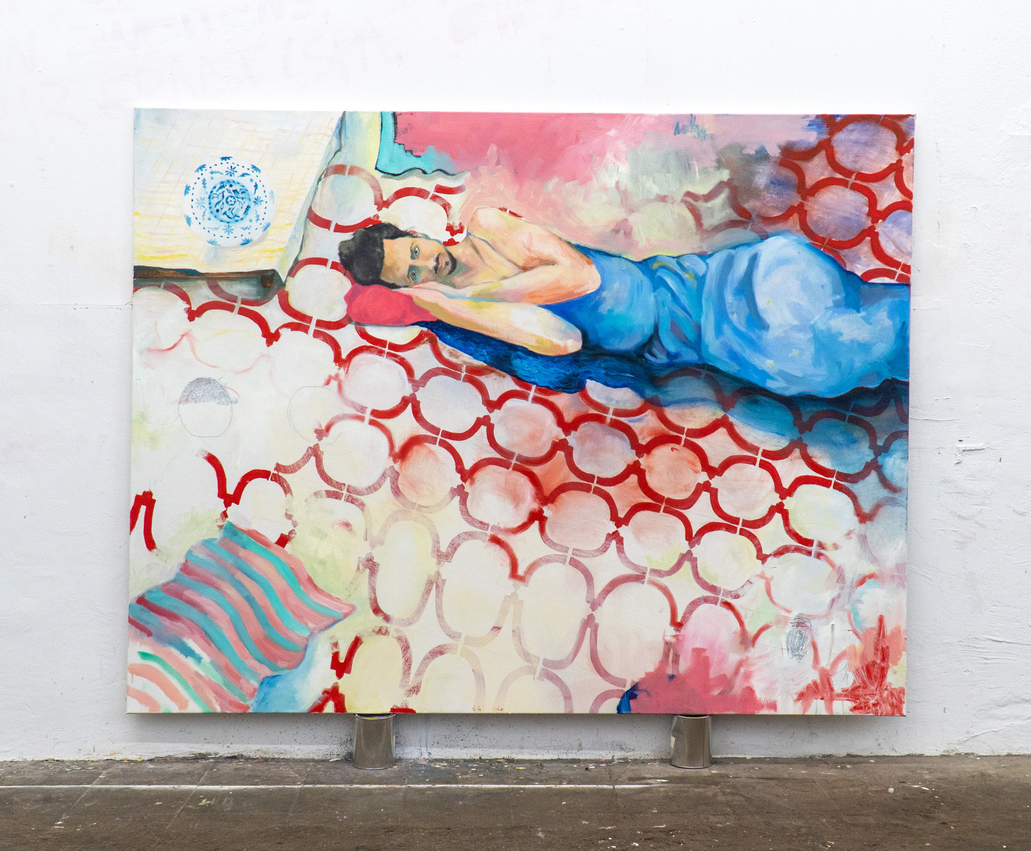 Kitchenfloordreaming, 2021, 155 x 195 cm, Mischtechnik auf Leinwand, 4000 EUR