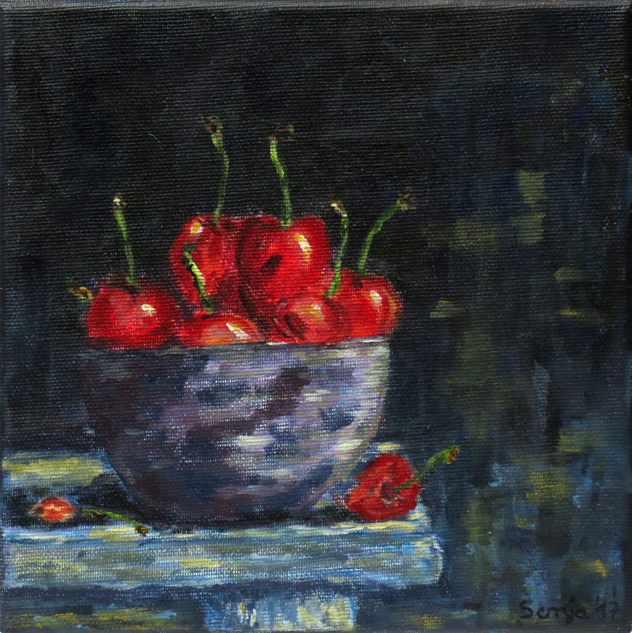"Schattenmorellen", Acryl auf Leinwand, 20 x 20 cm*