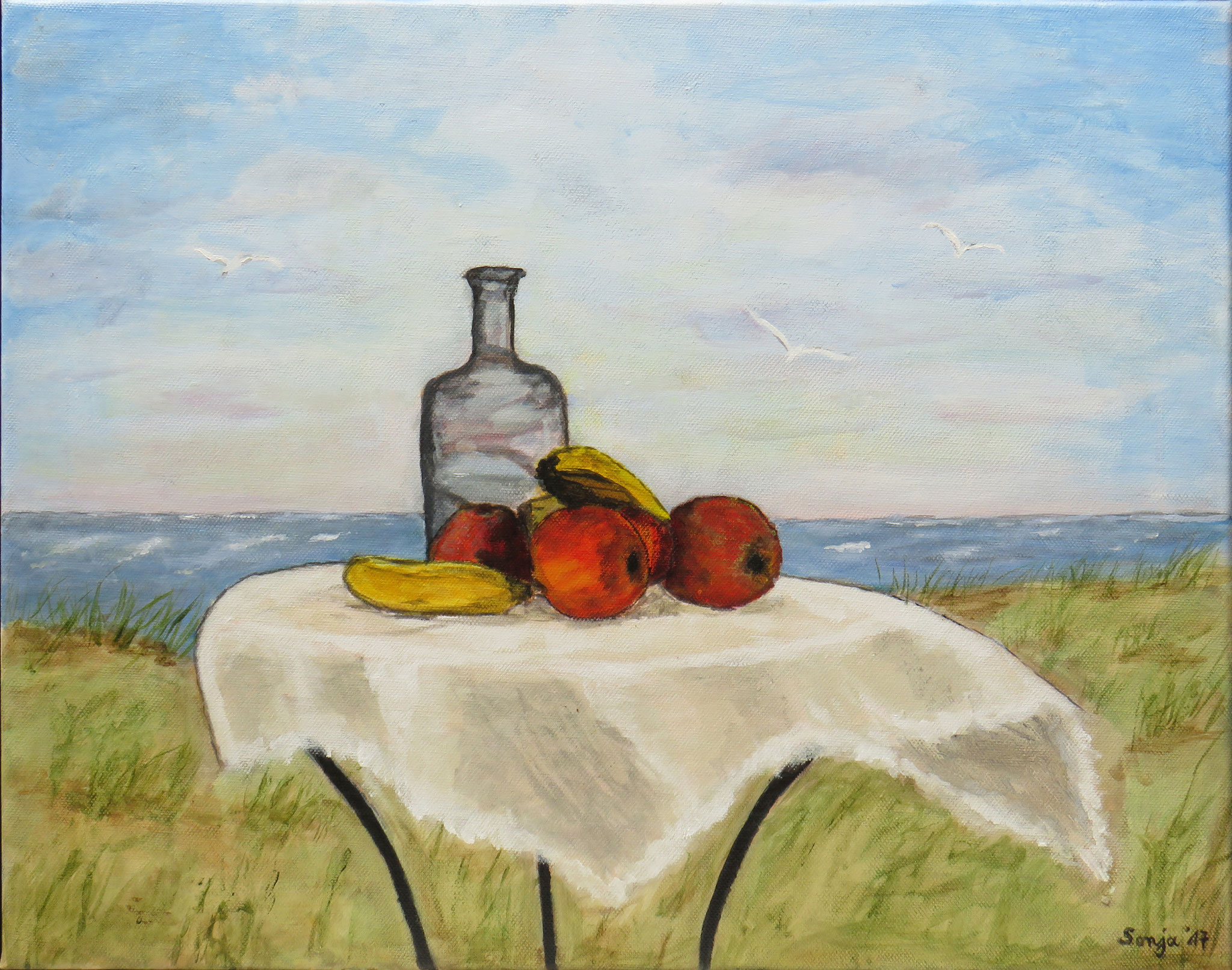 "Strandgenuss", Acryl auf Leinwand, 40 x 50 cm