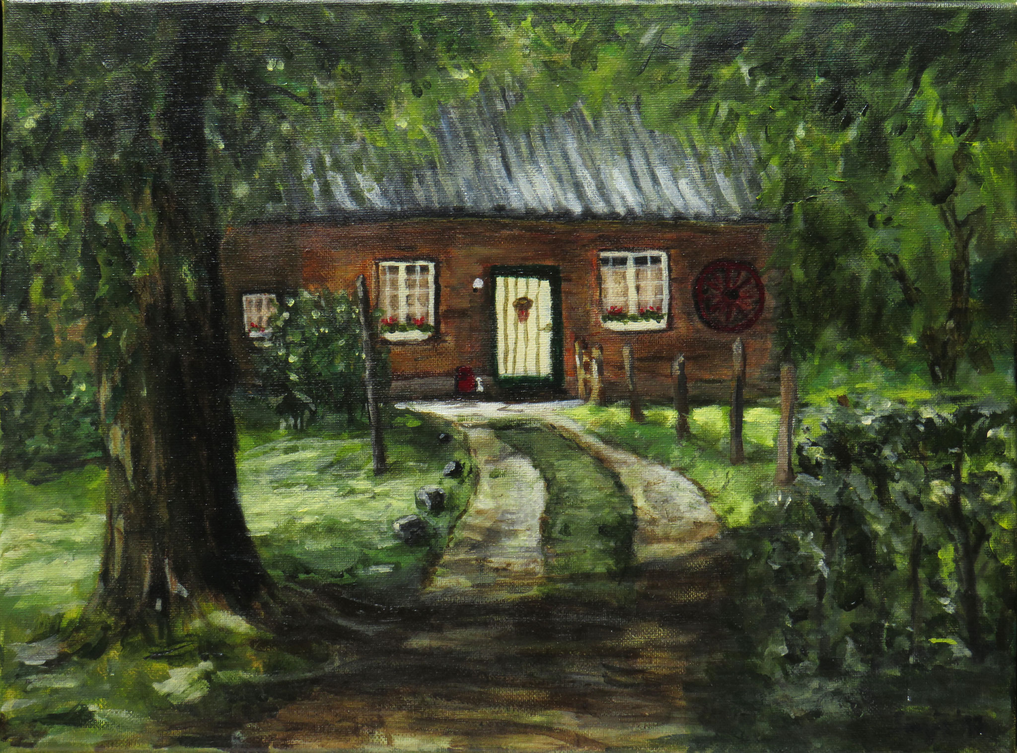 "Haus im Diersfordter Wald", Acryl auf Leinwand, 30 x 40 cm