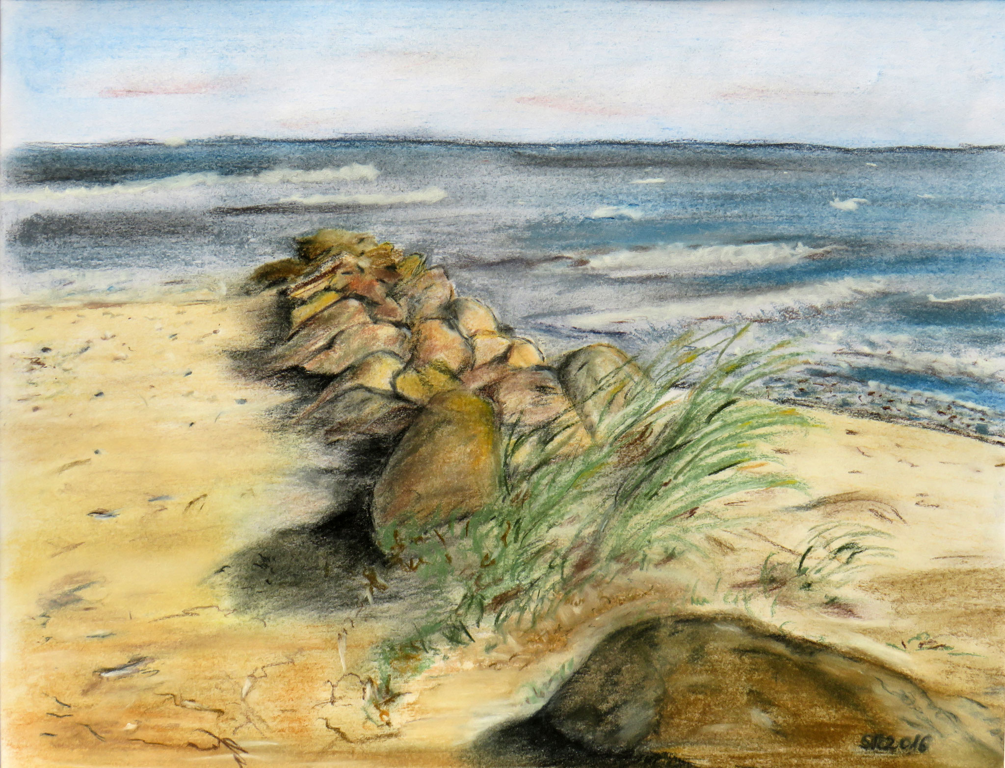 "Strand bei Grömitz", Pastellkreide auf Karton, 33 x 25 cm