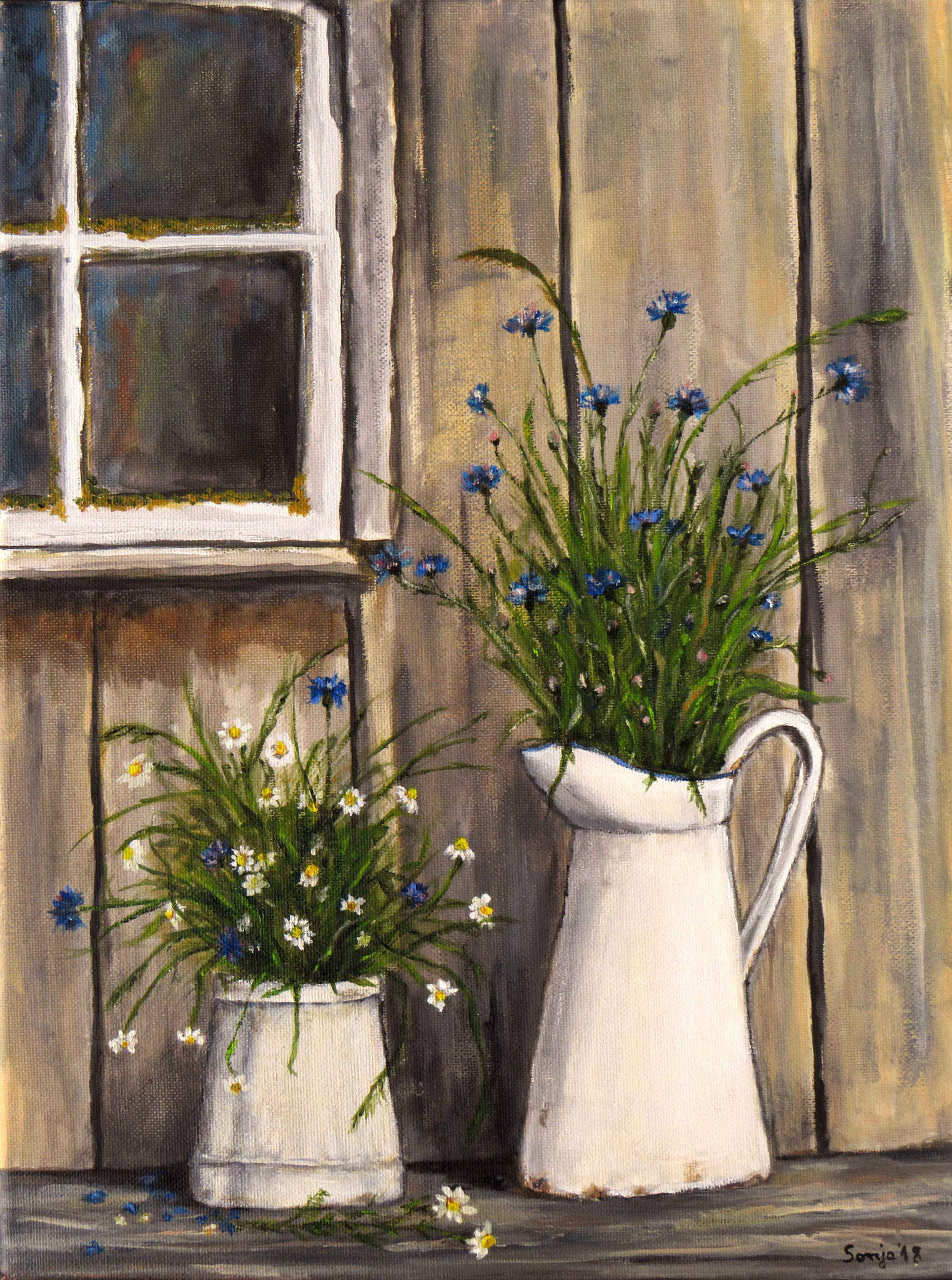 "Blumenbank", Acryl auf Leinwand, 30 x 40 cm*
