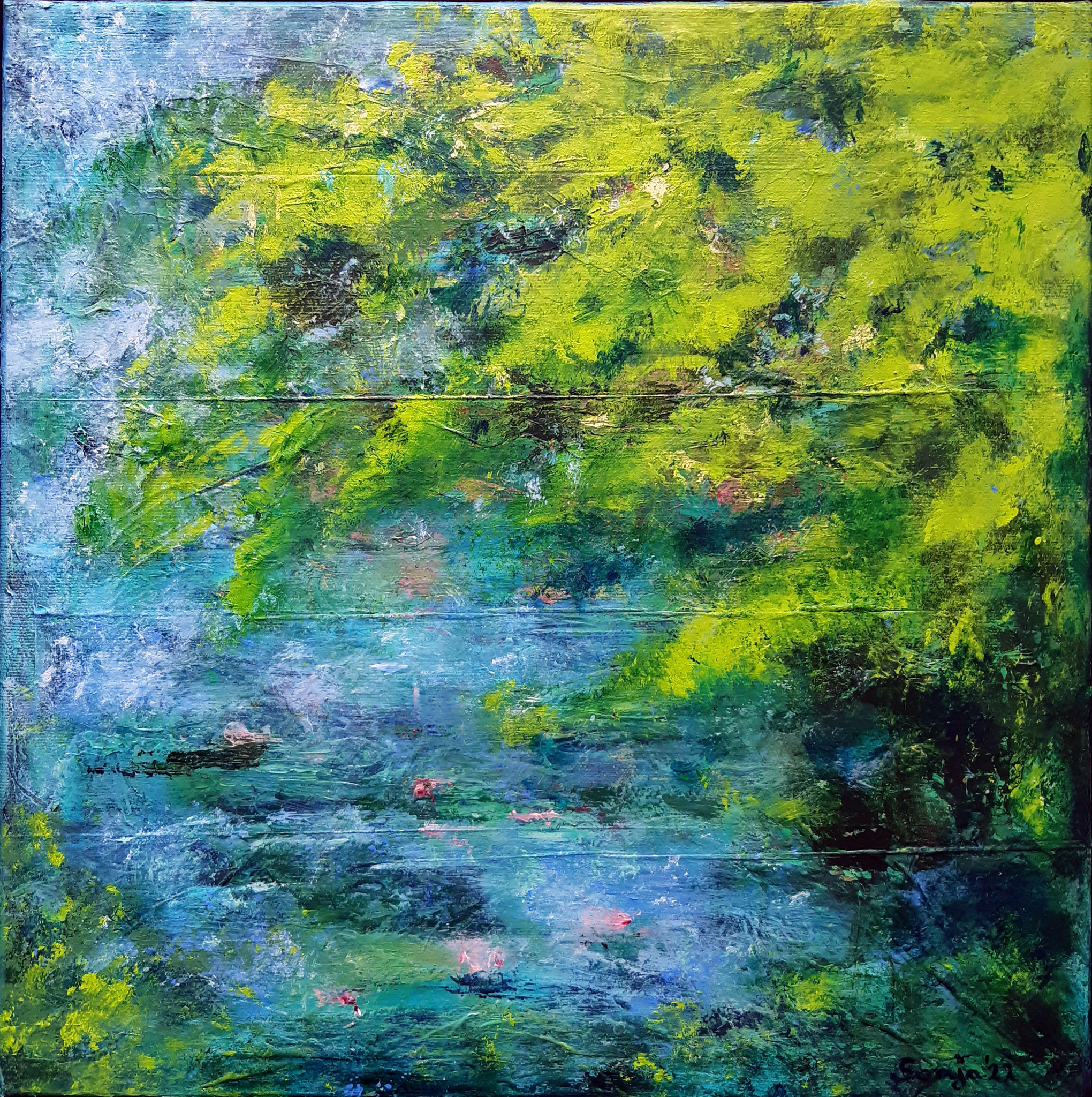 "Frühling am Wasser-II", Acryl auf Leinwand, 40 x 40cm *