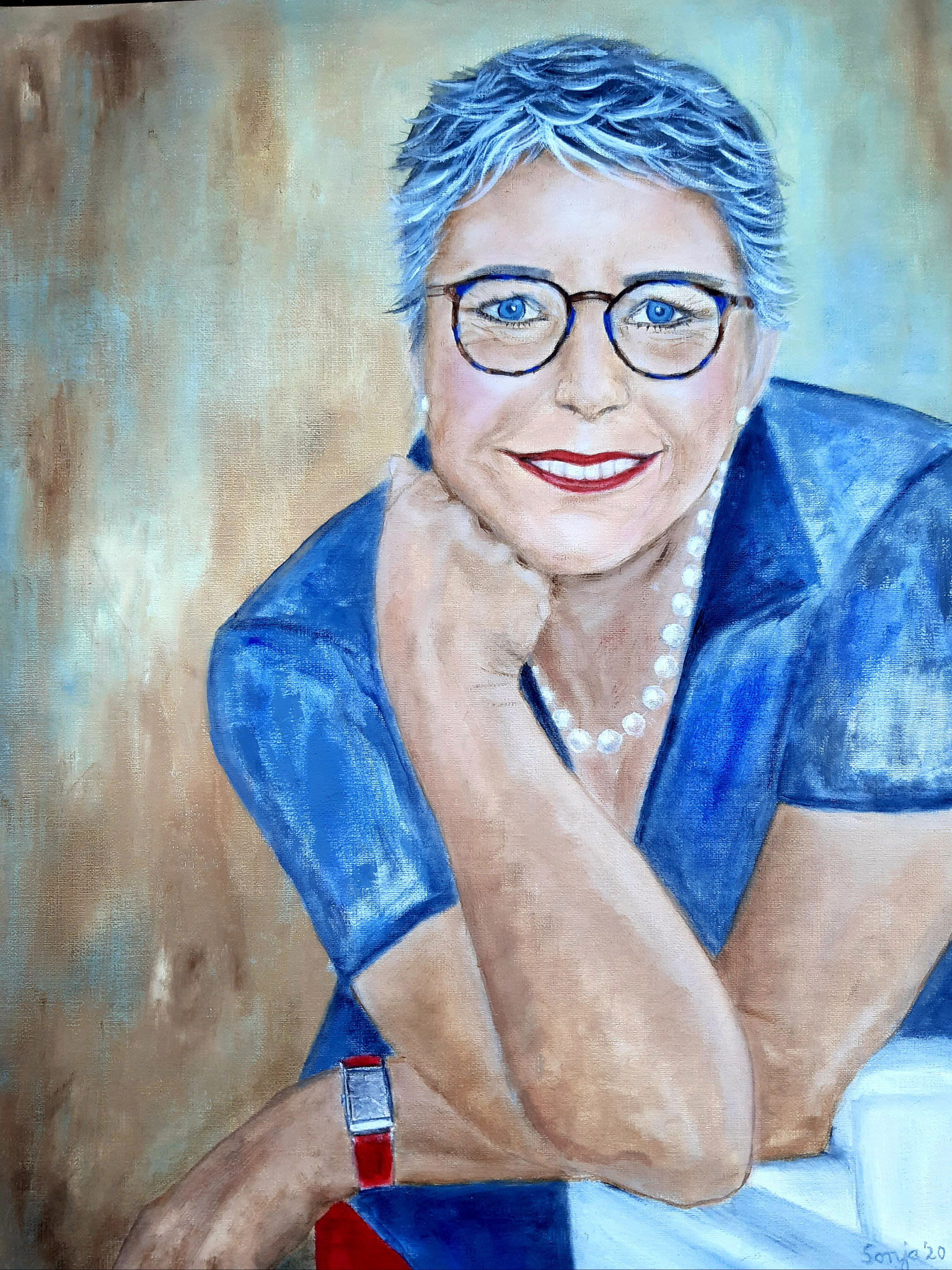 "Selbstportrait, Öl auf Leiwand, 40 x 50 cm *