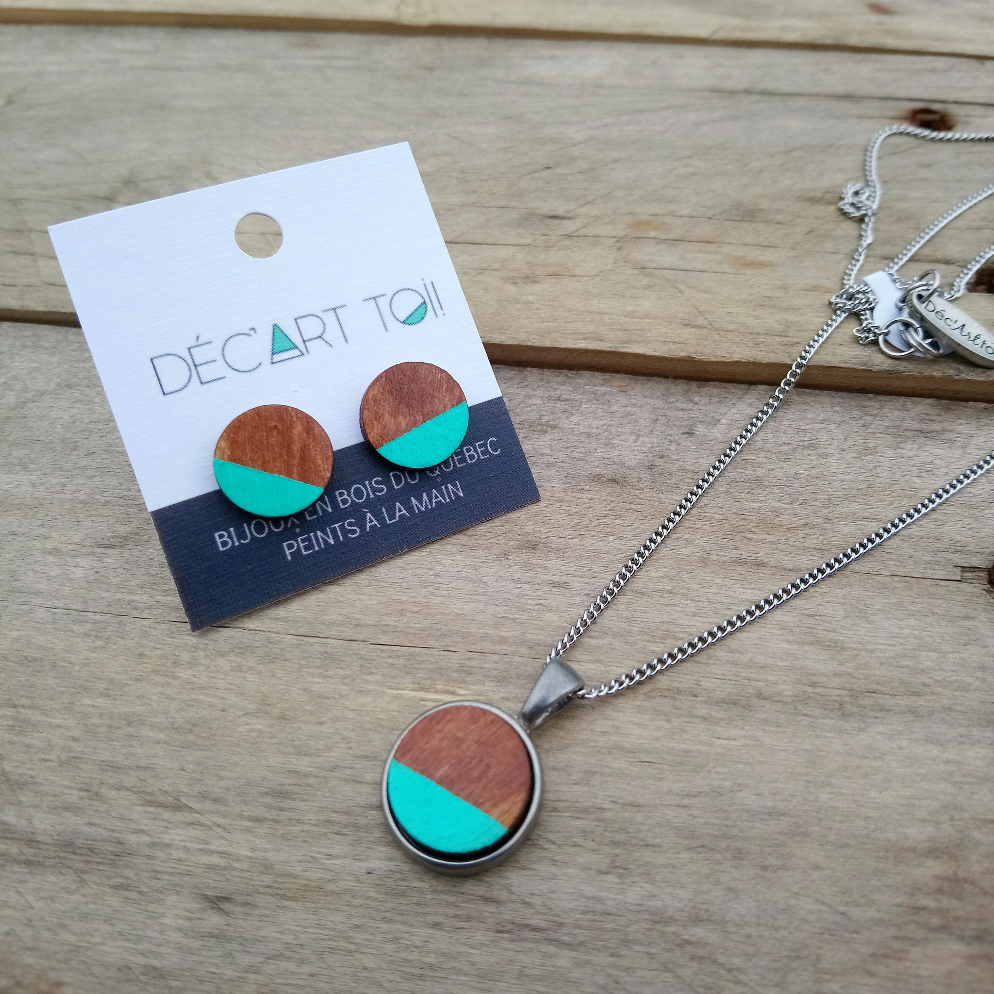 Duo pendentif et boucles d'oreilles, plusieurs couleurs disponibles