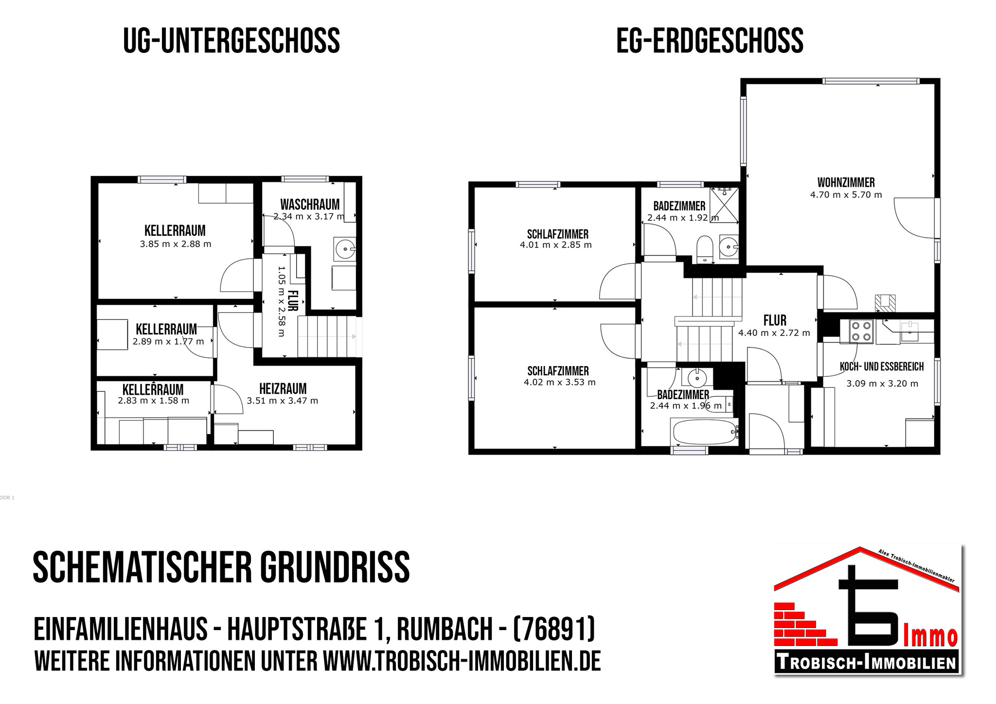 Schematischer Grundriss UG-EG