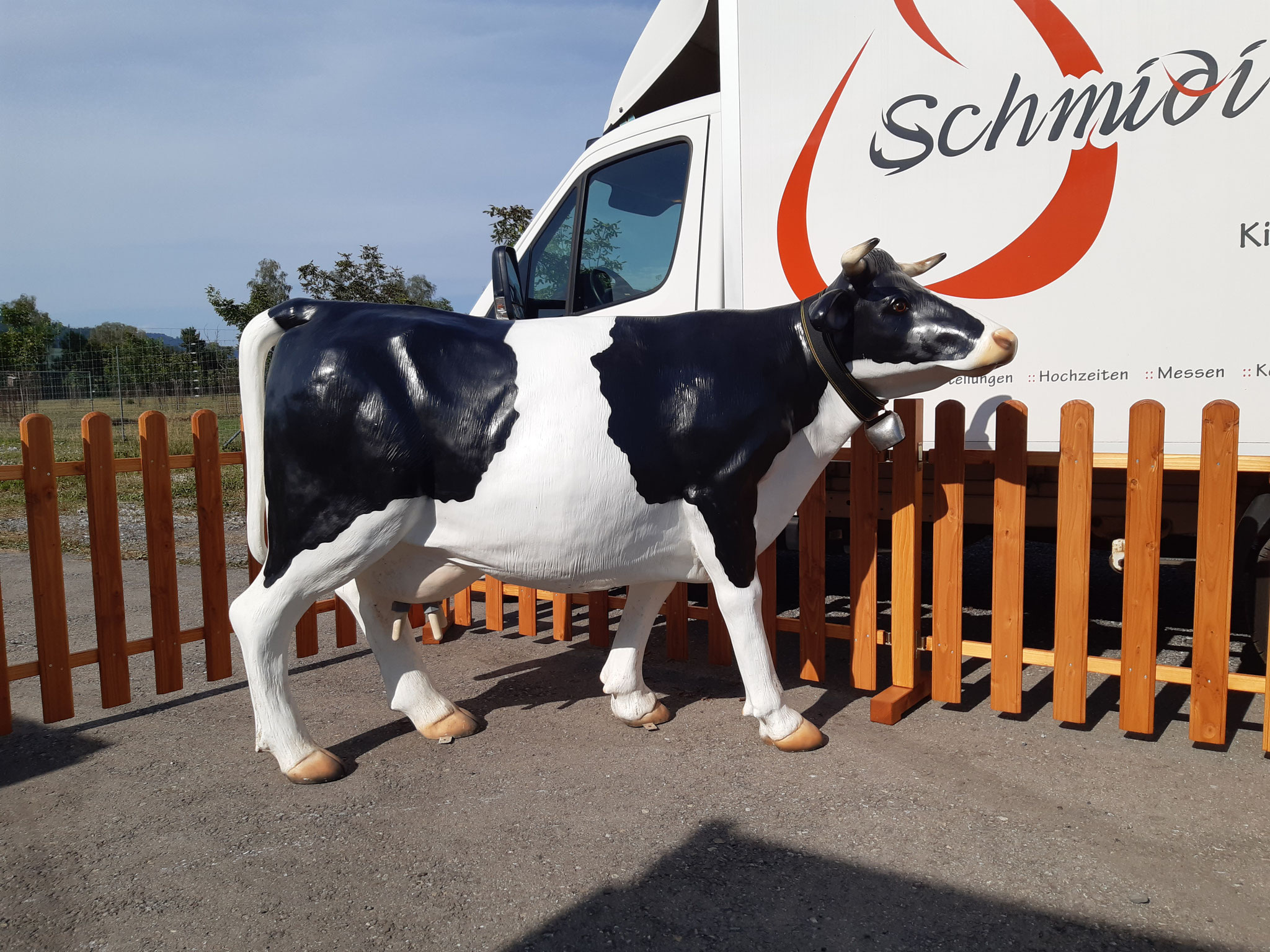 Melkkuh mit Dekozaun