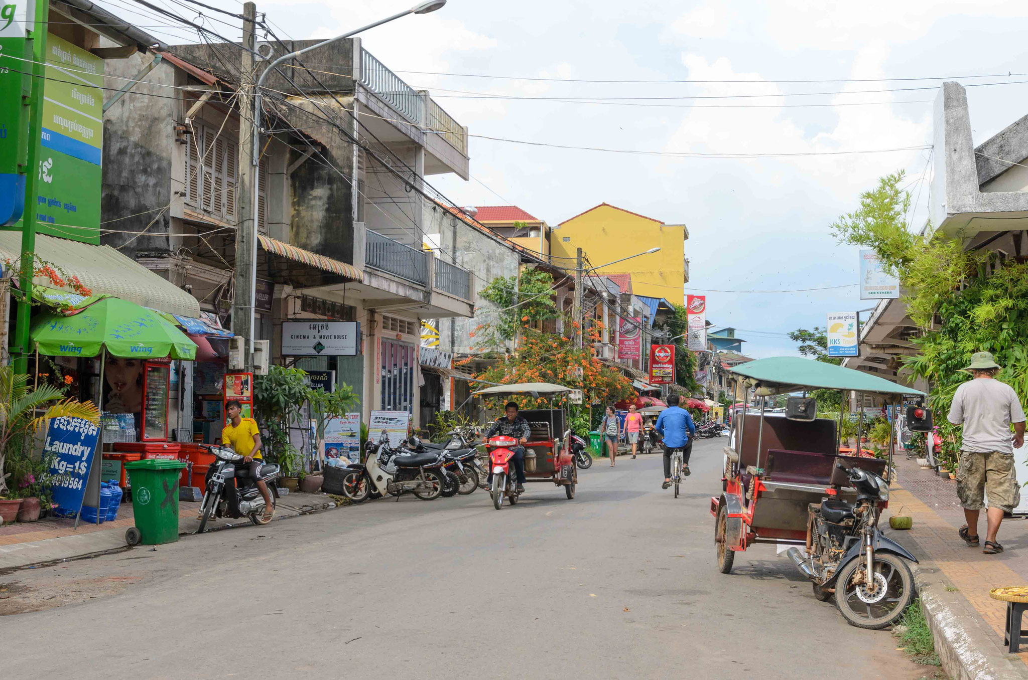 Eine typische Straße in Kampot